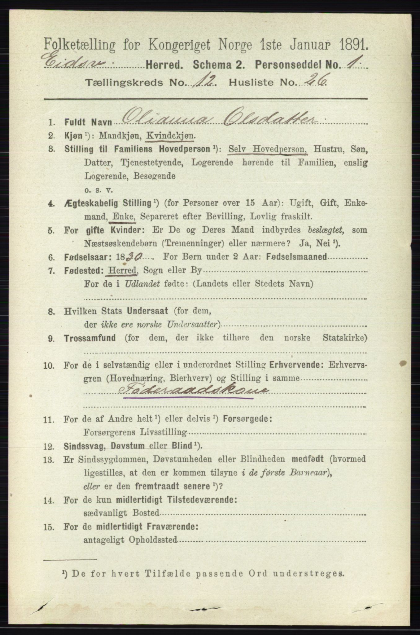 RA, 1891 census for 0237 Eidsvoll, 1891, p. 8621