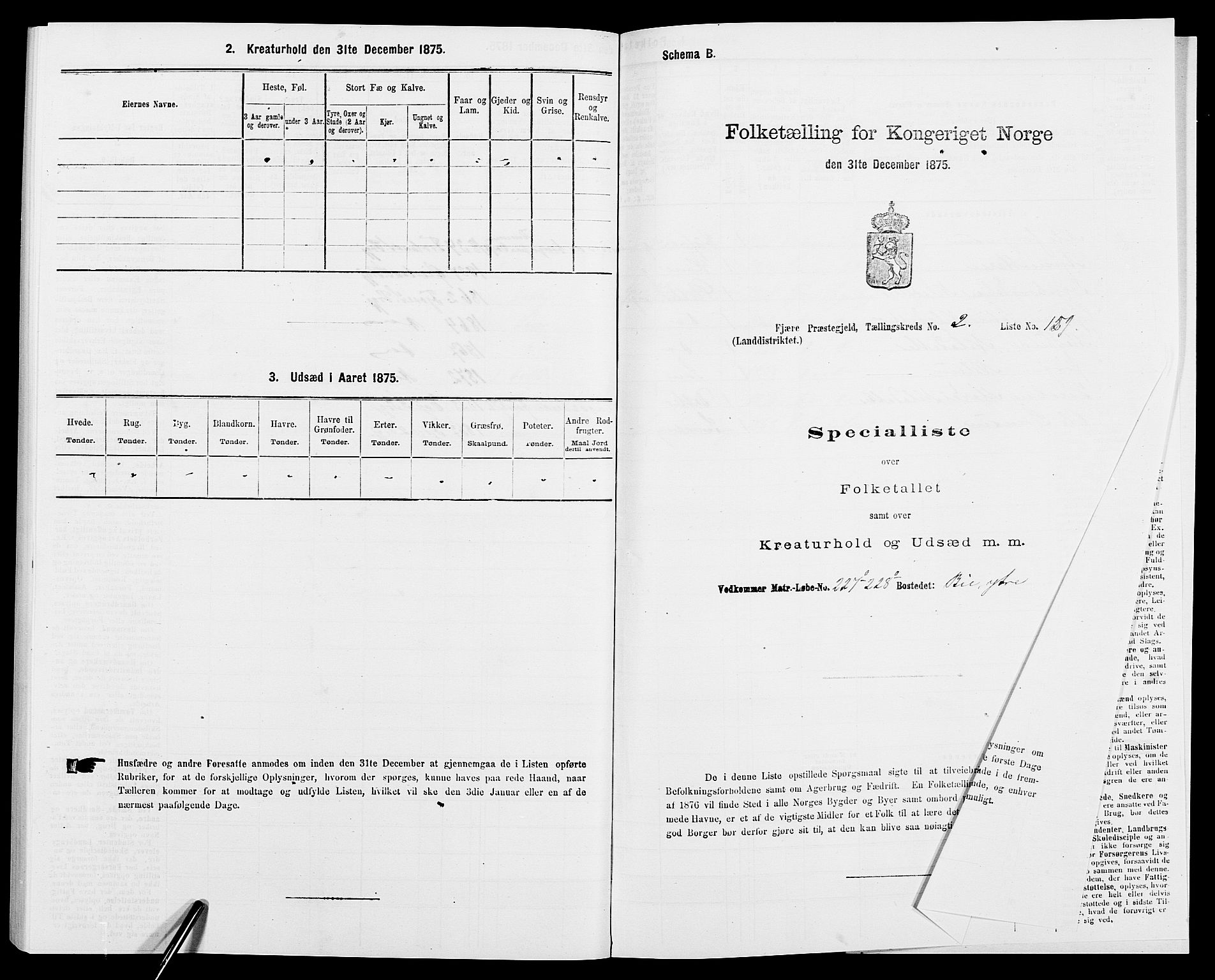 SAK, 1875 census for 0923L Fjære/Fjære, 1875, p. 849