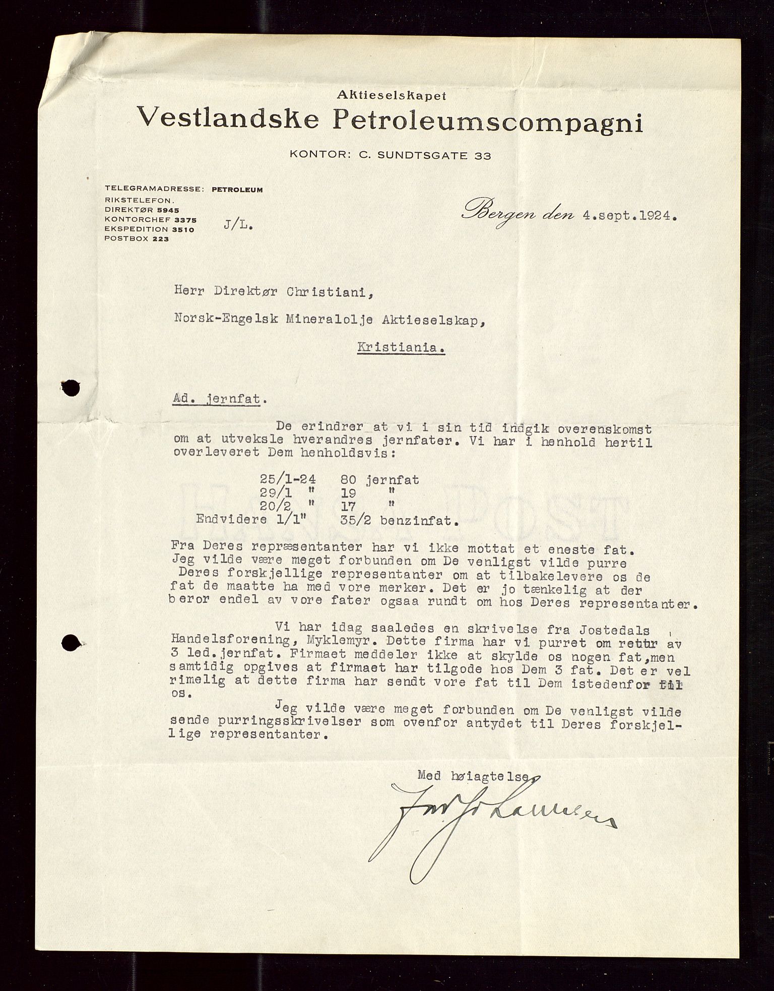 Pa 1521 - A/S Norske Shell, AV/SAST-A-101915/E/Ea/Eaa/L0013: Sjefskorrespondanse, 1924, p. 685