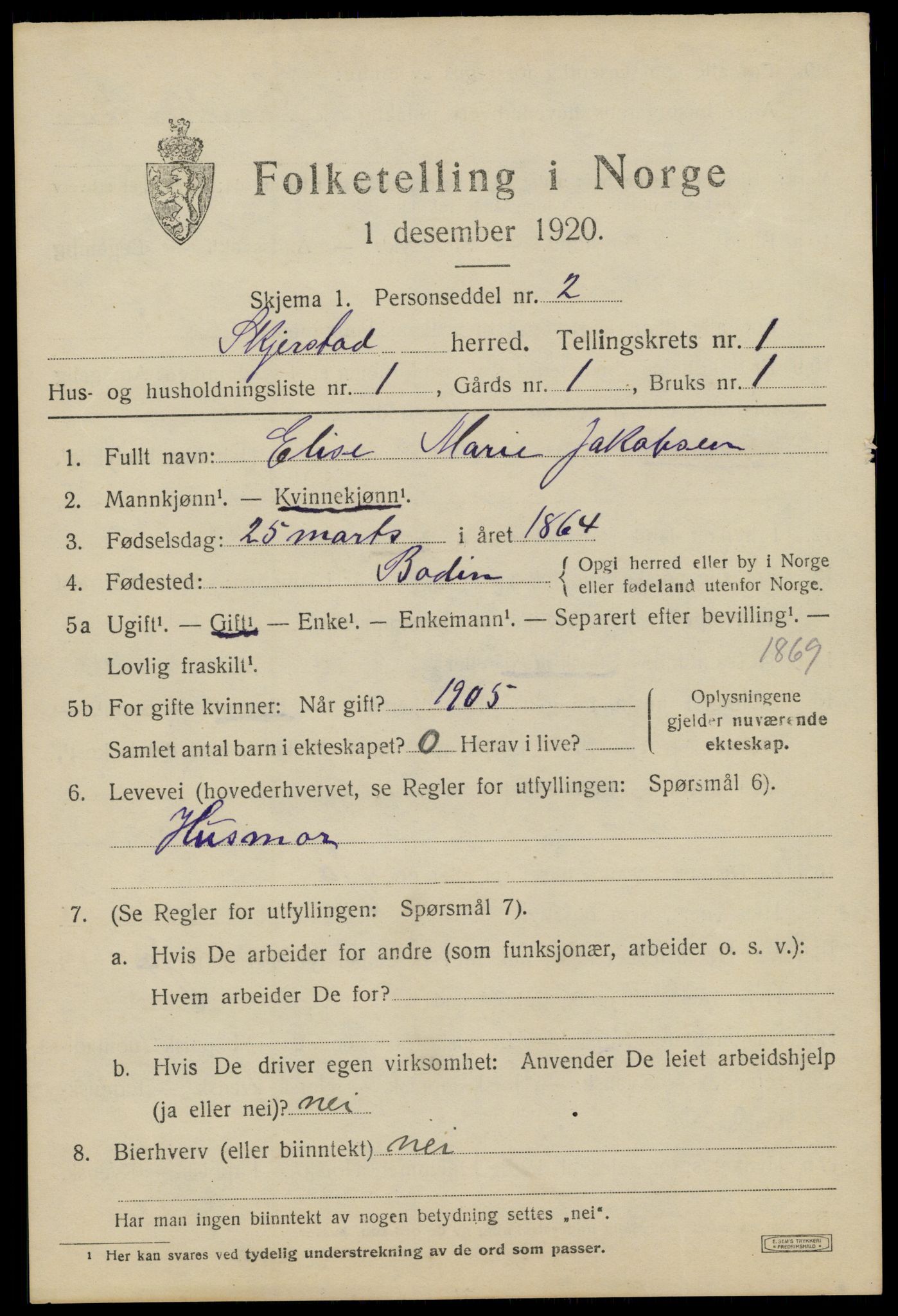 SAT, 1920 census for Skjerstad, 1920, p. 635