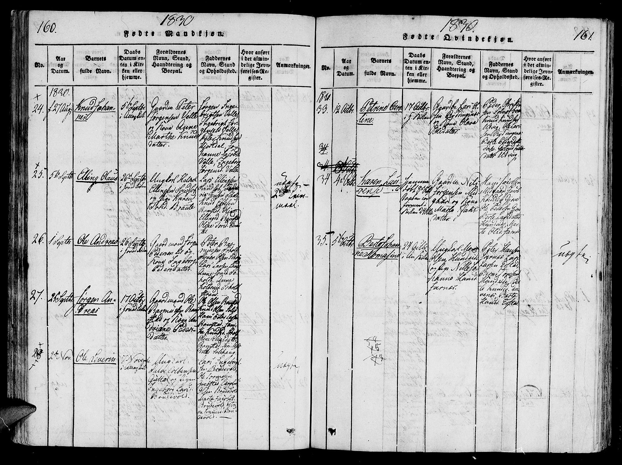 Ministerialprotokoller, klokkerbøker og fødselsregistre - Møre og Romsdal, SAT/A-1454/522/L0310: Parish register (official) no. 522A05, 1816-1832, p. 160-161