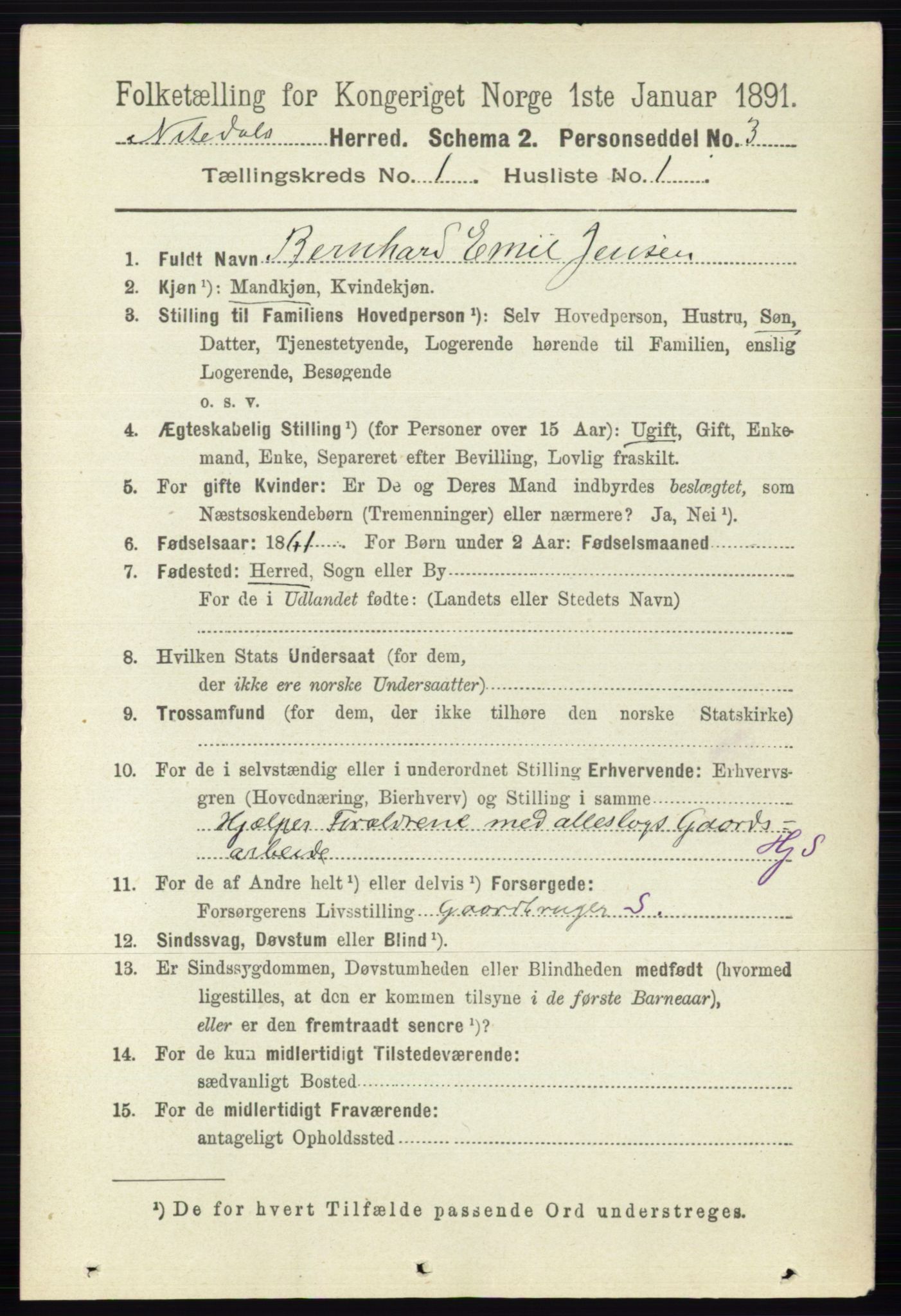 RA, 1891 census for 0233 Nittedal, 1891, p. 91