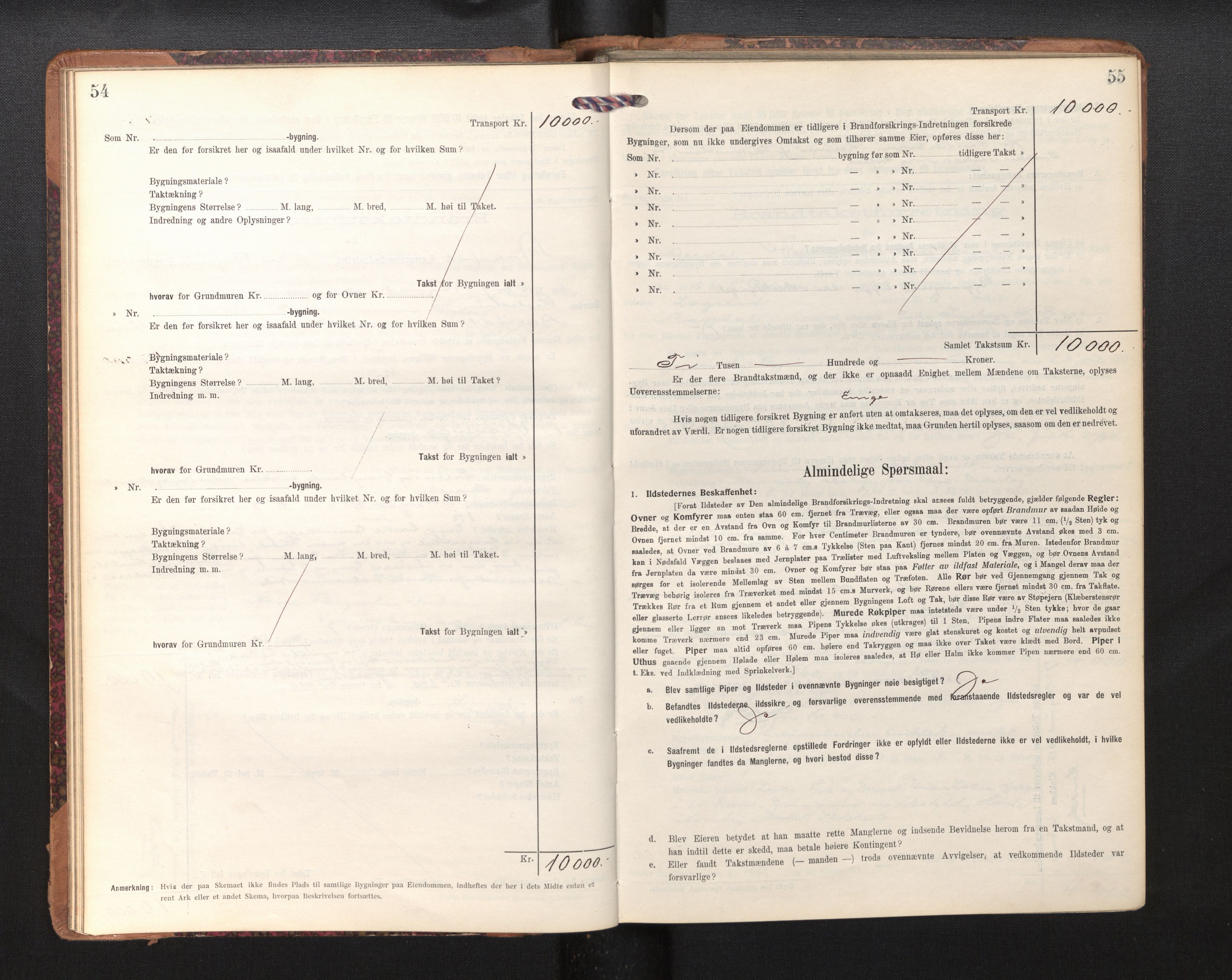 Lensmannen i Årdal, AV/SAB-A-30501/0012/L0009: Branntakstprotokoll, skjematakst, 1914-1926, p. 54-55