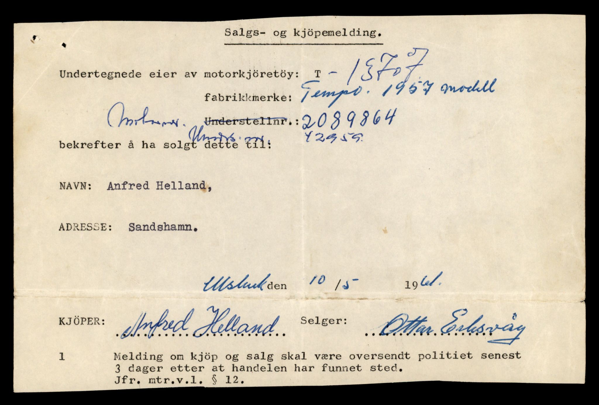 Møre og Romsdal vegkontor - Ålesund trafikkstasjon, AV/SAT-A-4099/F/Fe/L0040: Registreringskort for kjøretøy T 13531 - T 13709, 1927-1998, p. 3031