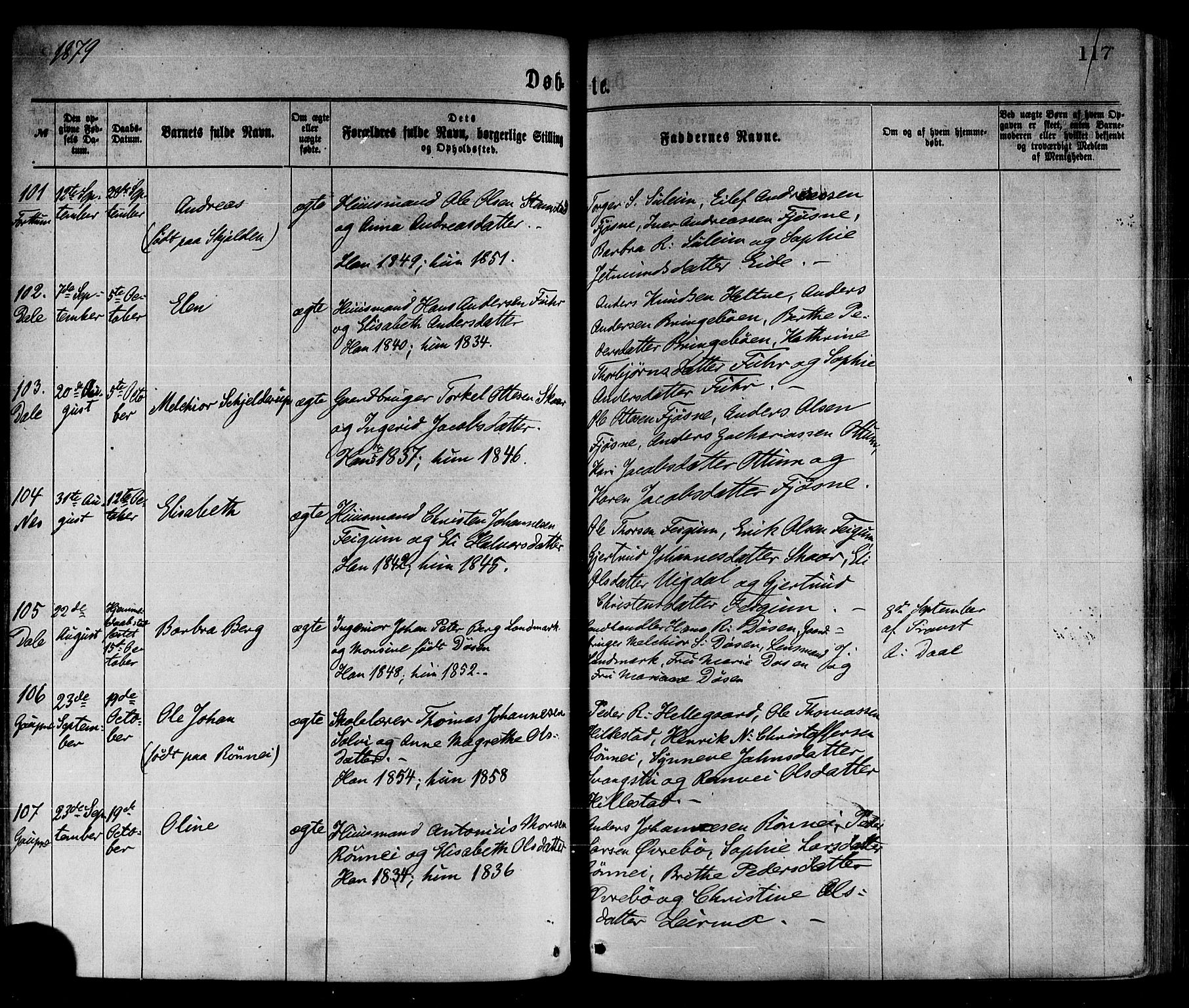 Luster sokneprestembete, AV/SAB-A-81101/H/Haa/Haaa/L0010: Parish register (official) no. A 10, 1871-1886, p. 117