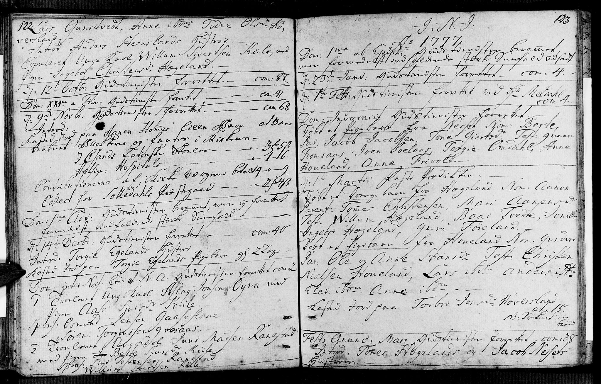 Vennesla sokneprestkontor, SAK/1111-0045/Fa/Faa/L0001: Parish register (official) no. A 1, 1753-1785, p. 122-123