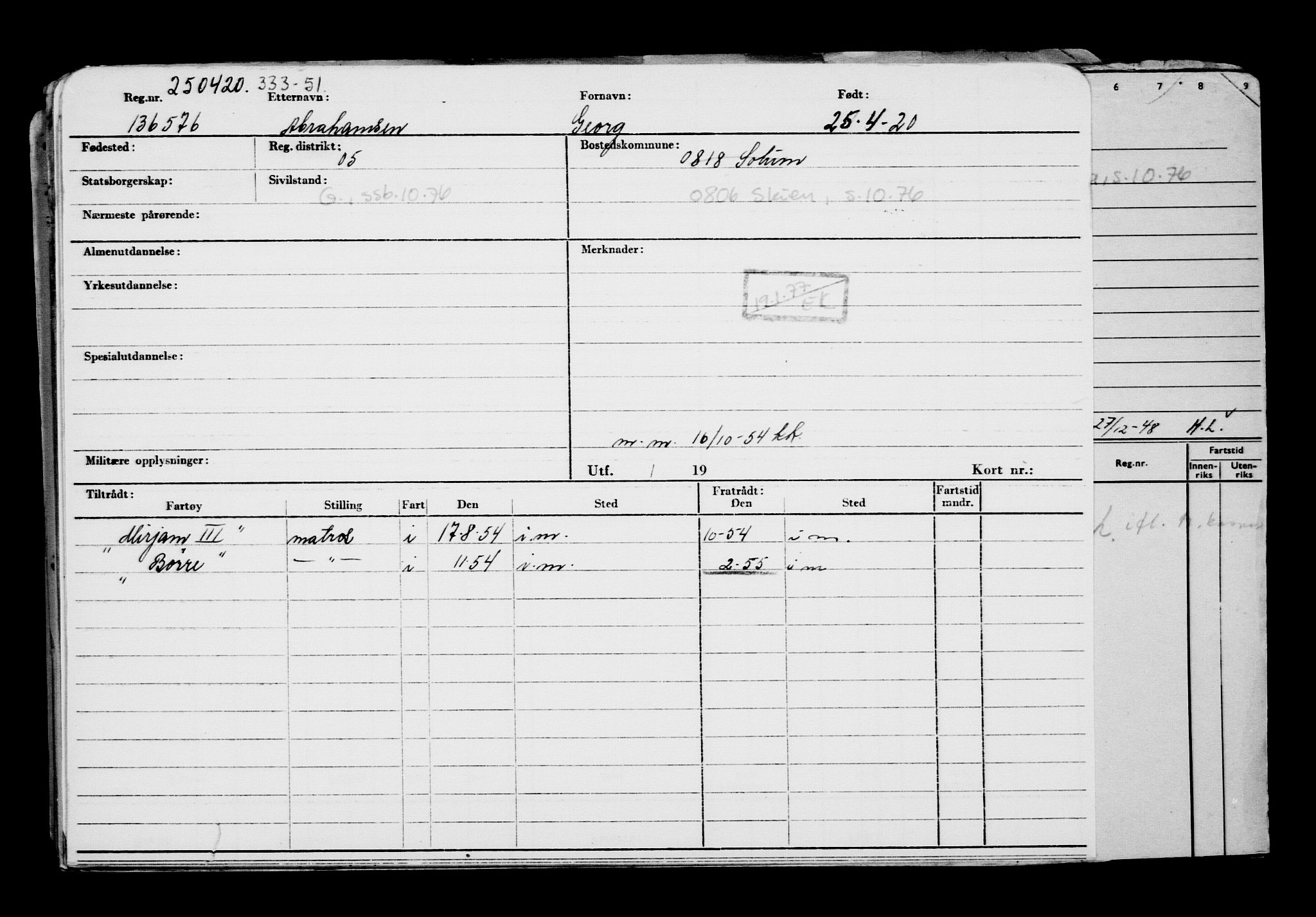 Direktoratet for sjømenn, AV/RA-S-3545/G/Gb/L0180: Hovedkort, 1920, p. 83