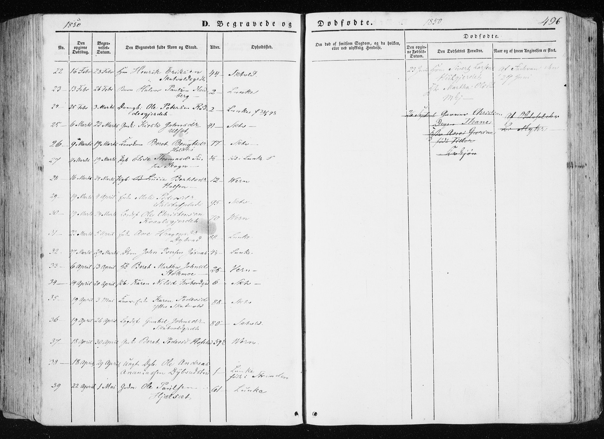 Ministerialprotokoller, klokkerbøker og fødselsregistre - Nord-Trøndelag, SAT/A-1458/709/L0074: Parish register (official) no. 709A14, 1845-1858, p. 496