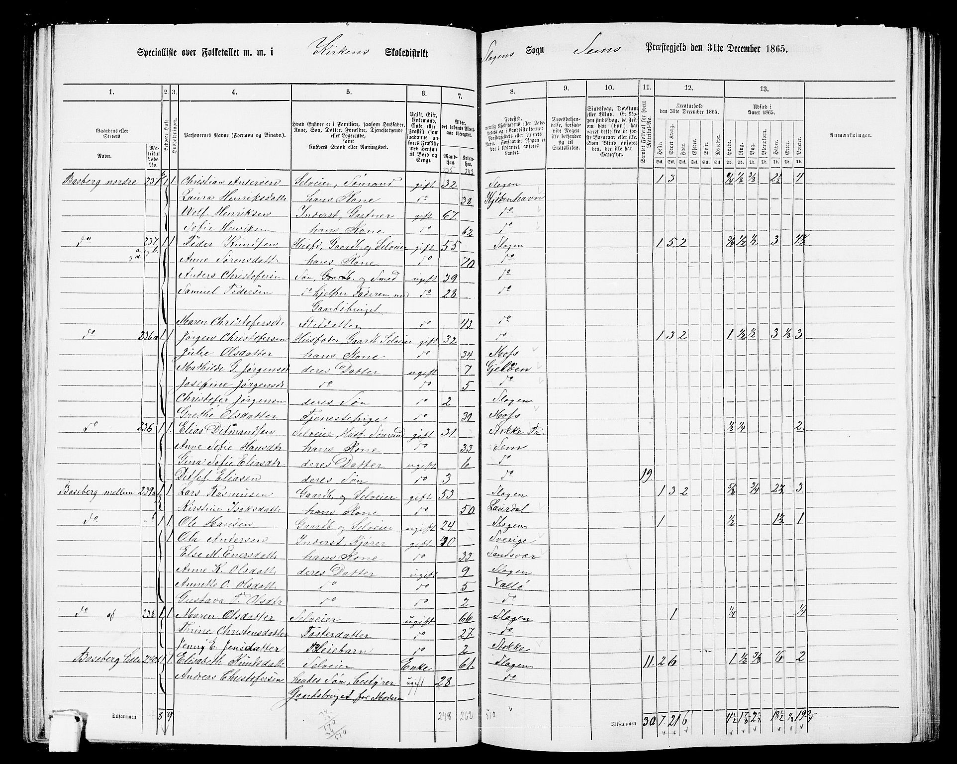 RA, 1865 census for Sem, 1865, p. 111