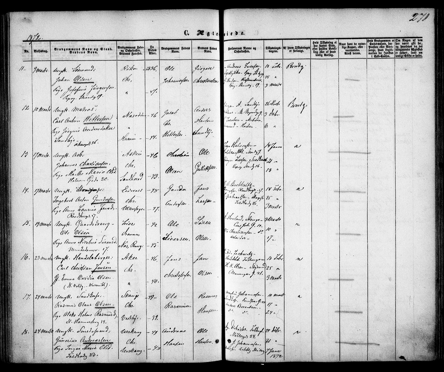 Trefoldighet prestekontor Kirkebøker, AV/SAO-A-10882/F/Fc/L0001: Parish register (official) no. III 1, 1858-1874, p. 271