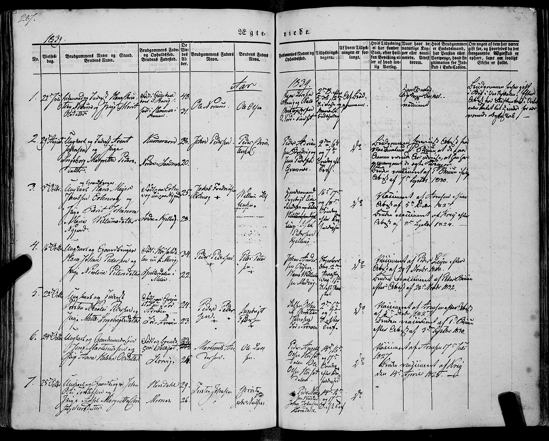 Ministerialprotokoller, klokkerbøker og fødselsregistre - Nordland, SAT/A-1459/805/L0097: Parish register (official) no. 805A04, 1837-1861, p. 287