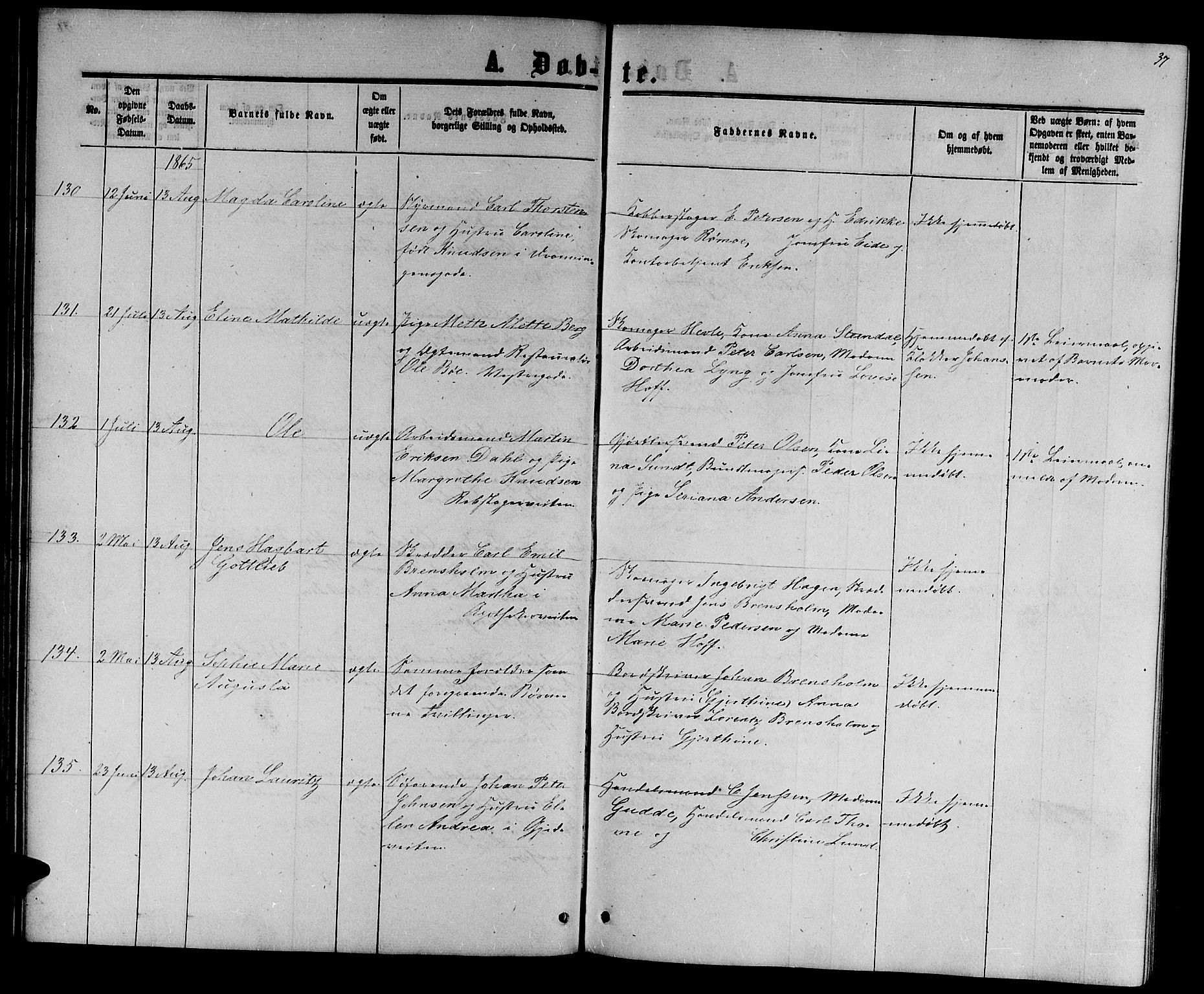 Ministerialprotokoller, klokkerbøker og fødselsregistre - Sør-Trøndelag, AV/SAT-A-1456/601/L0087: Parish register (copy) no. 601C05, 1864-1881, p. 37