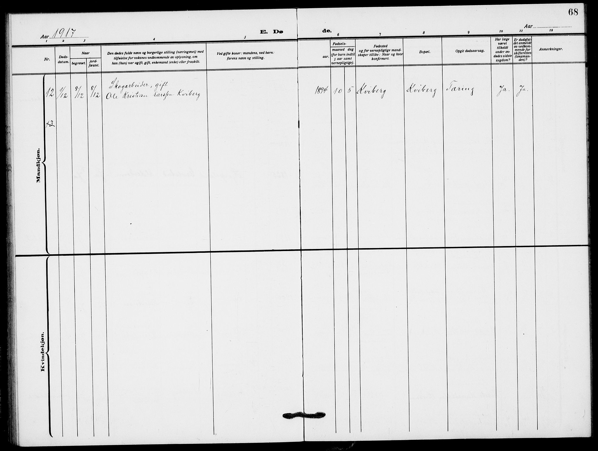 Lardal kirkebøker, AV/SAKO-A-350/G/Ga/L0003a: Parish register (copy) no. I 3, 1917-1937, p. 68