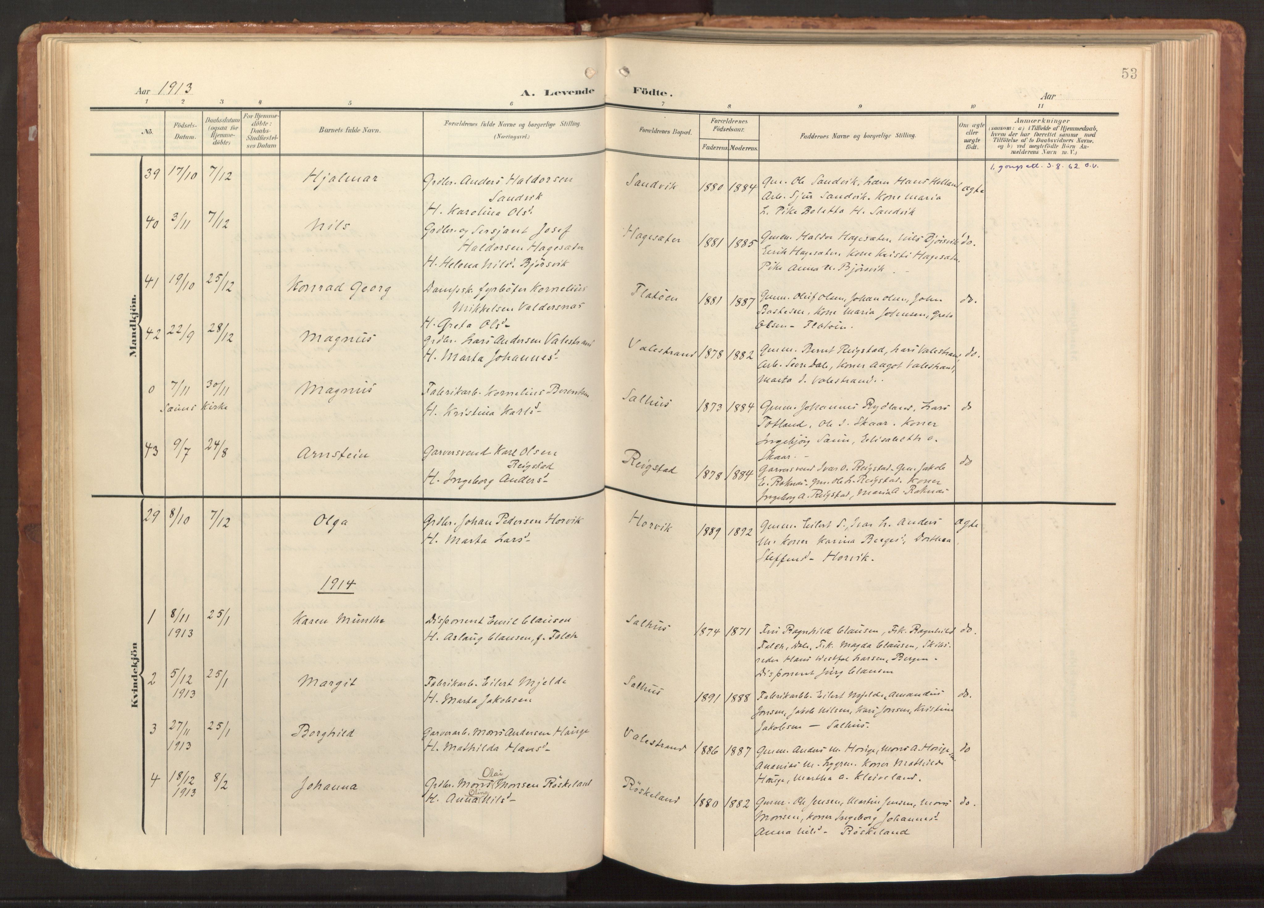 Hamre sokneprestembete, AV/SAB-A-75501/H/Ha/Haa/Haab/L0002: Parish register (official) no. B 2, 1905-1924, p. 53