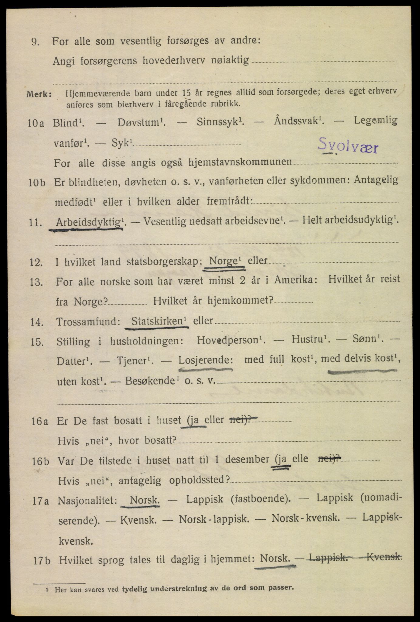 SAT, 1920 census for Svolvær, 1920, p. 4043