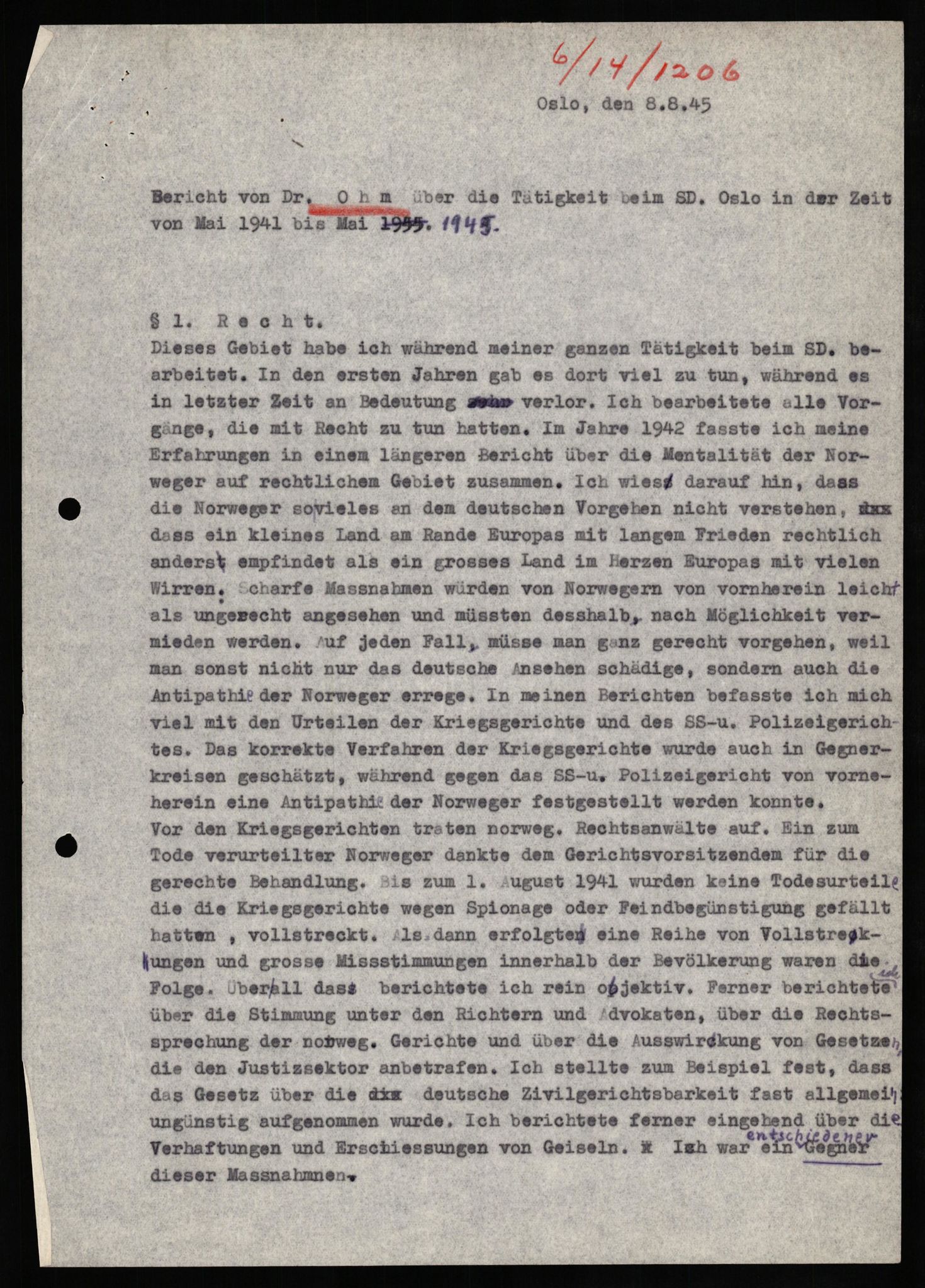 Forsvaret, Forsvarets overkommando II, AV/RA-RAFA-3915/D/Db/L0024: CI Questionaires. Tyske okkupasjonsstyrker i Norge. Tyskere., 1945-1946, p. 481