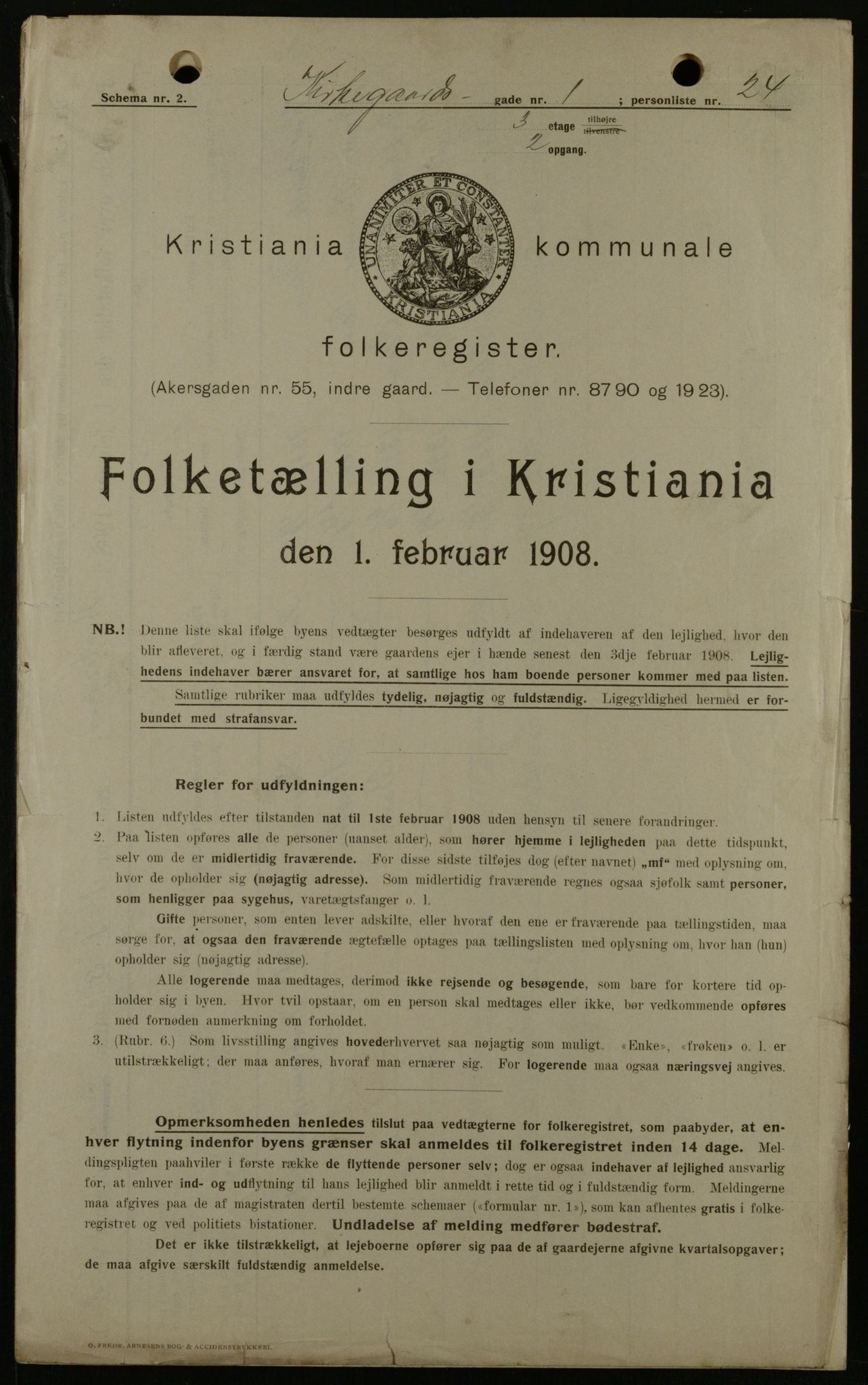 OBA, Municipal Census 1908 for Kristiania, 1908, p. 44806