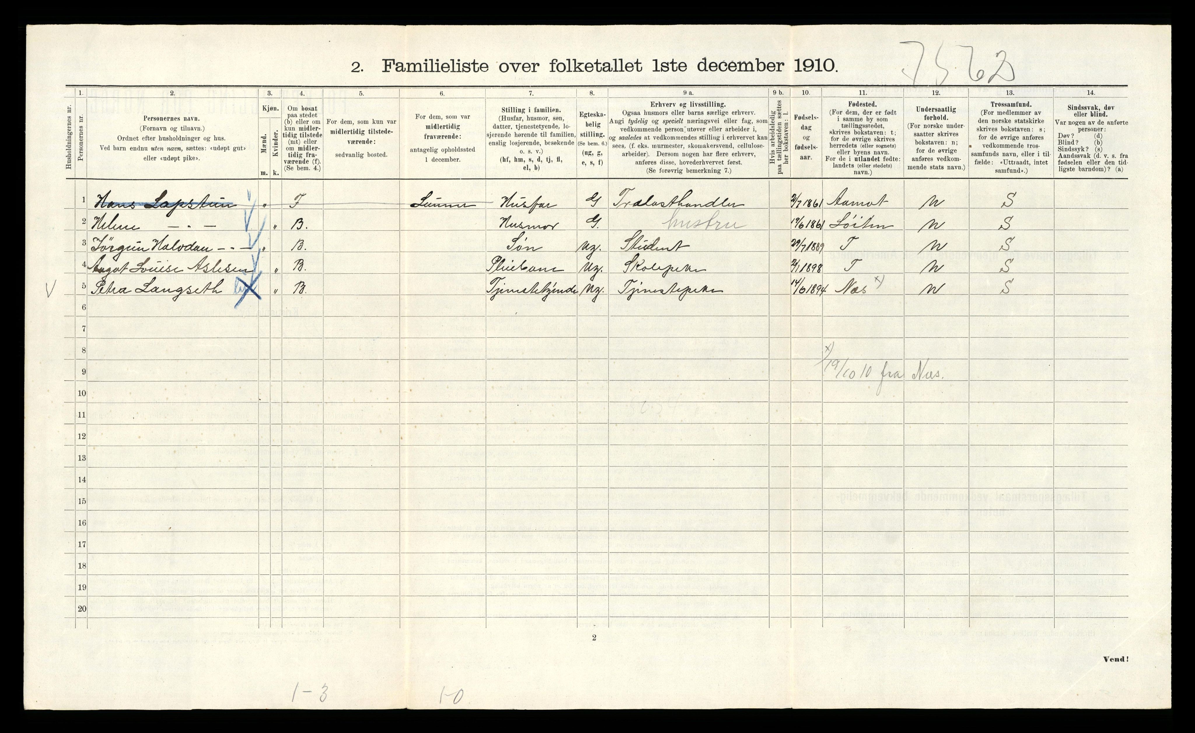 RA, 1910 census for Kristiania, 1910, p. 47730