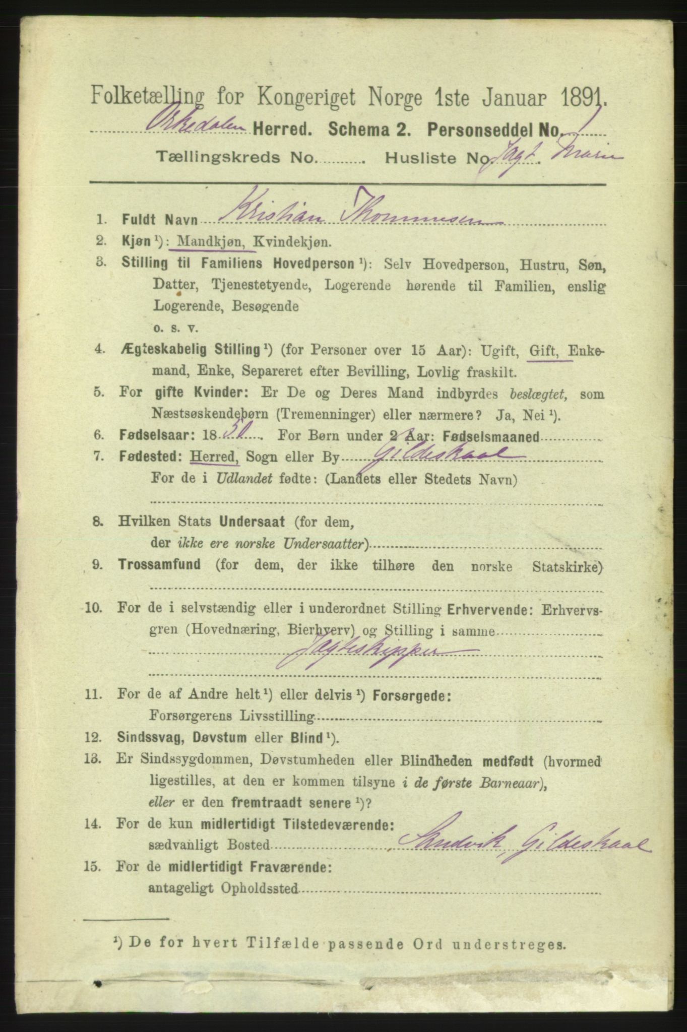 RA, 1891 census for 1638 Orkdal, 1891, p. 7637