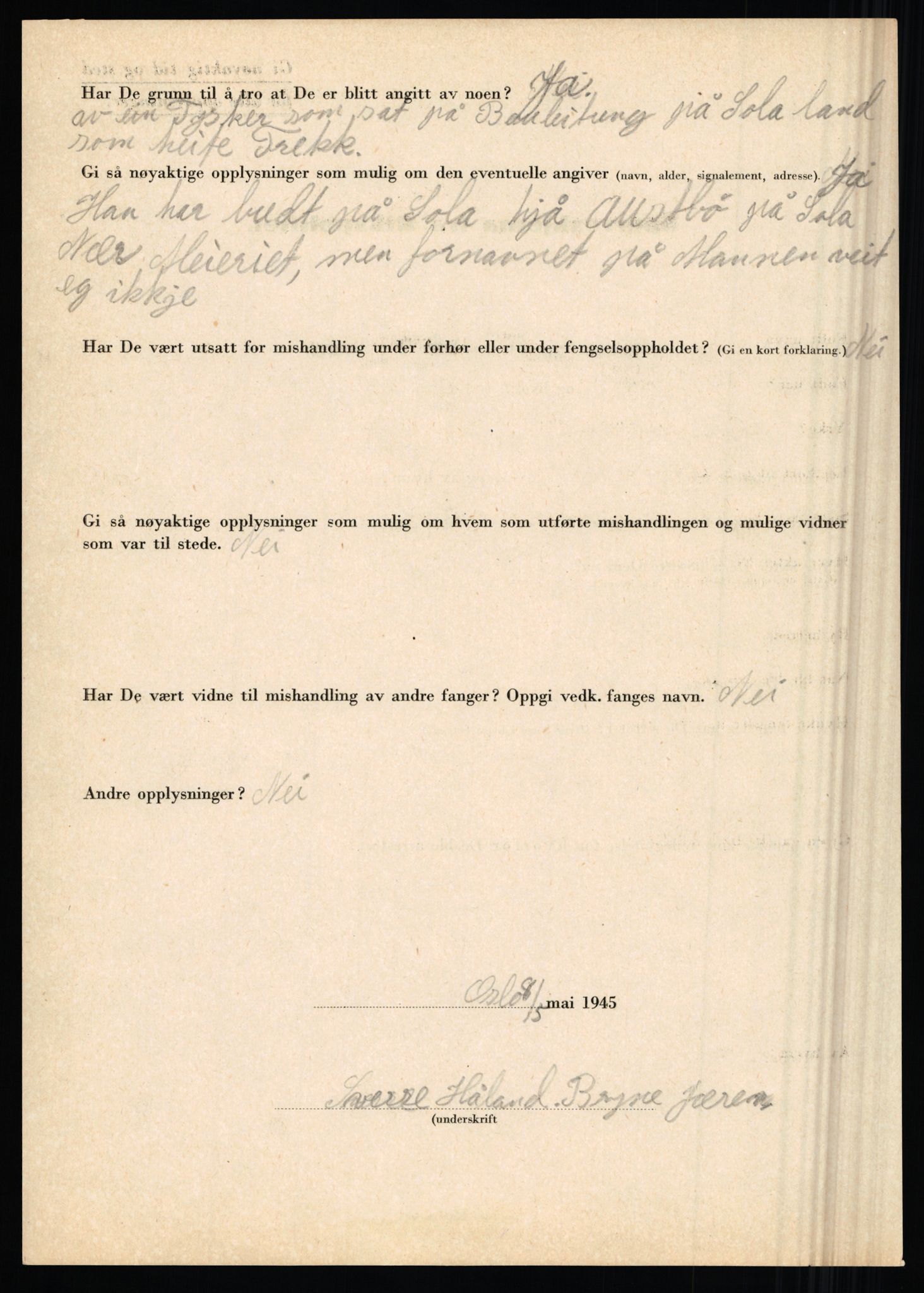 Rikspolitisjefen, AV/RA-S-1560/L/L0007: Heen, Erik C. - Iversen, Trygve, 1940-1945, p. 1018