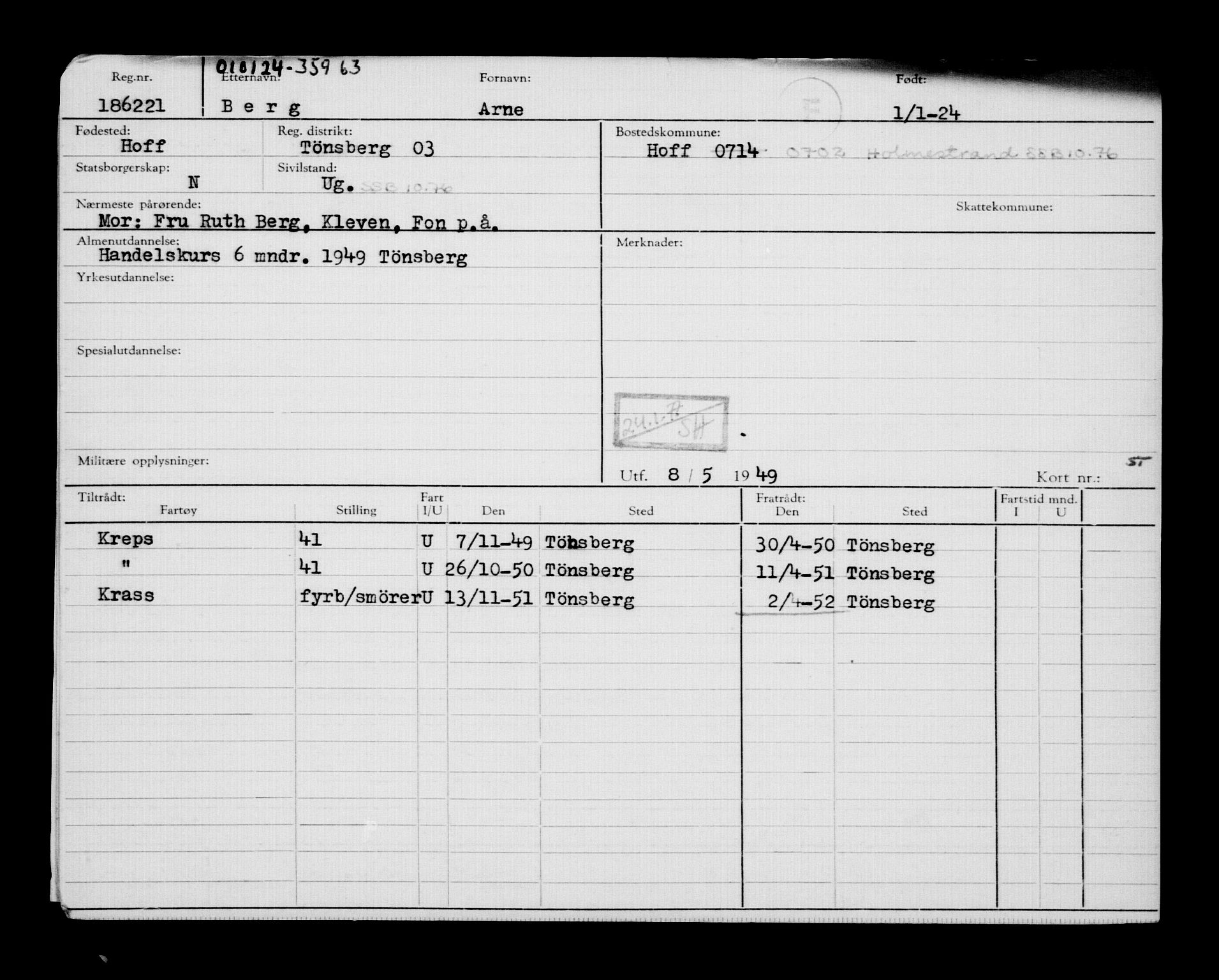 Direktoratet for sjømenn, AV/RA-S-3545/G/Gb/L0226: Hovedkort, 1923-1924, p. 250