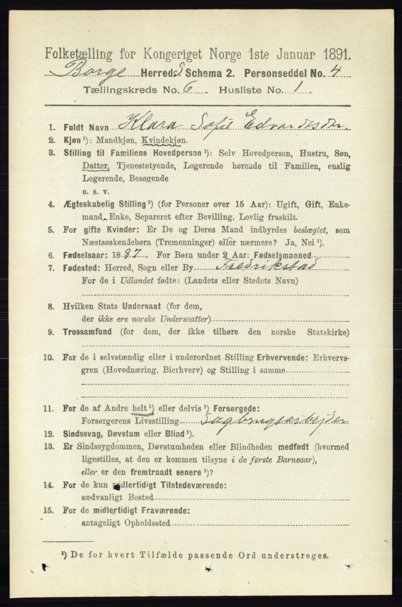 RA, 1891 census for 0113 Borge, 1891, p. 3039