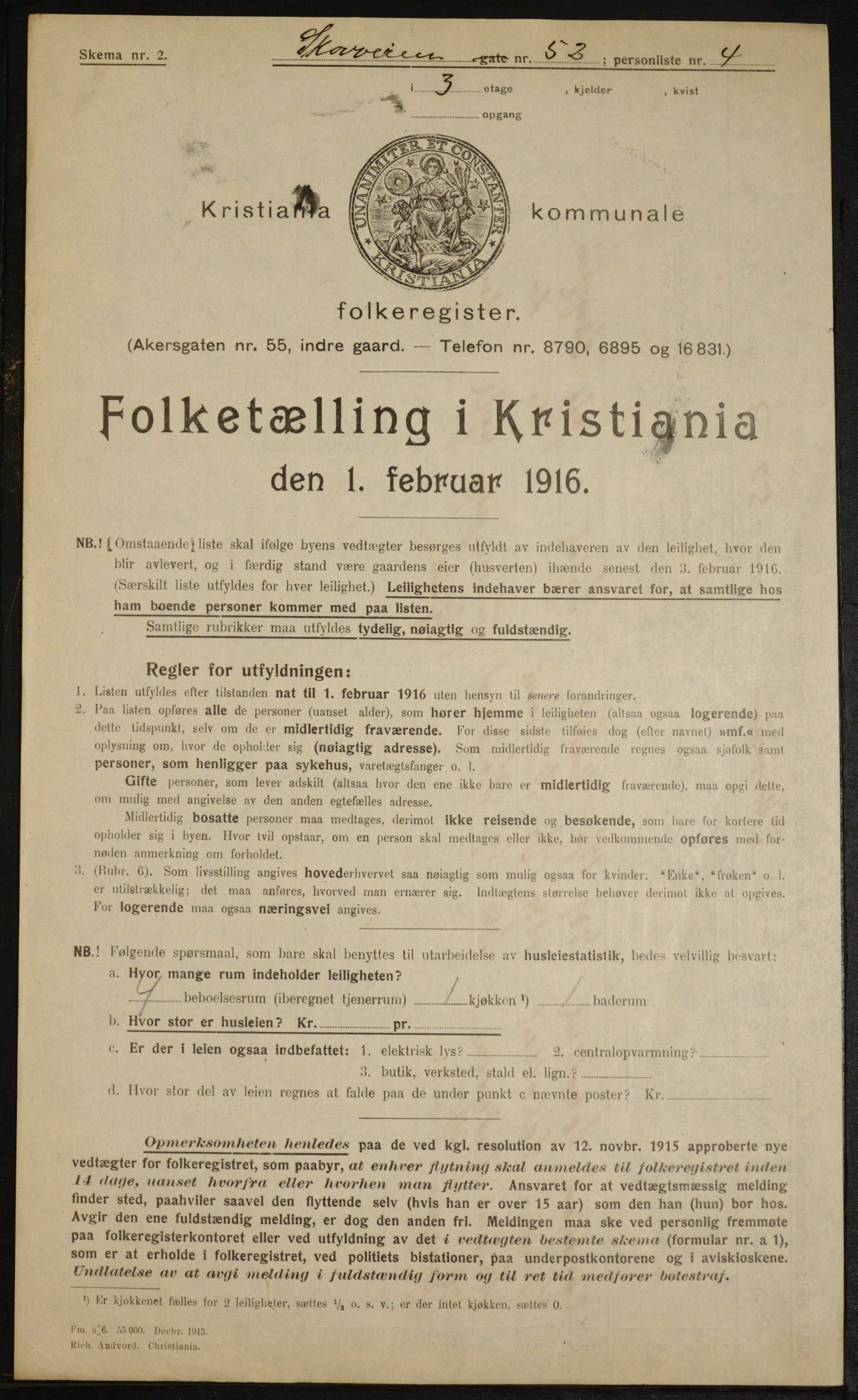 OBA, Municipal Census 1916 for Kristiania, 1916, p. 99374