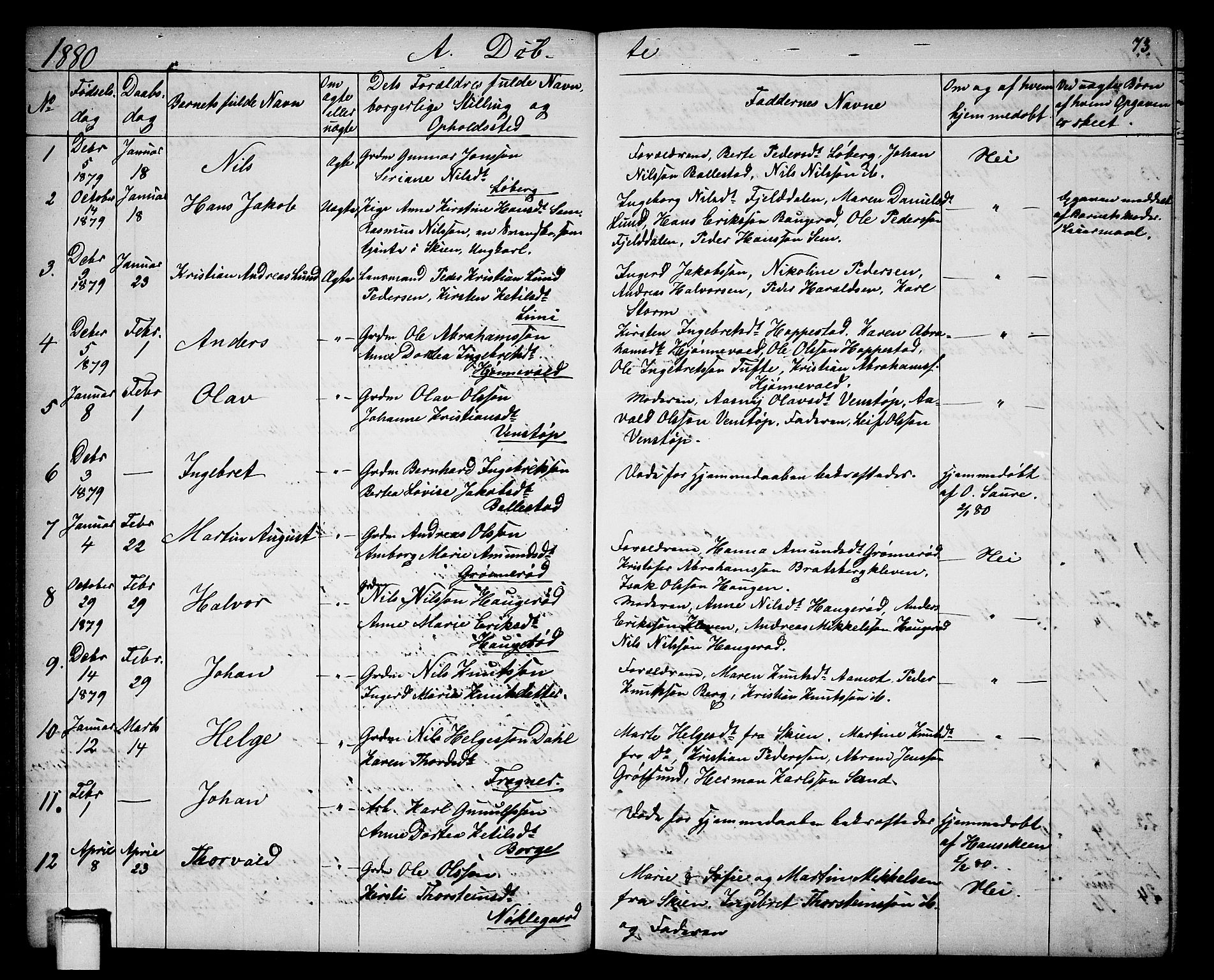 Gjerpen kirkebøker, AV/SAKO-A-265/G/Ga/L0001: Parish register (copy) no. I 1, 1864-1882, p. 73