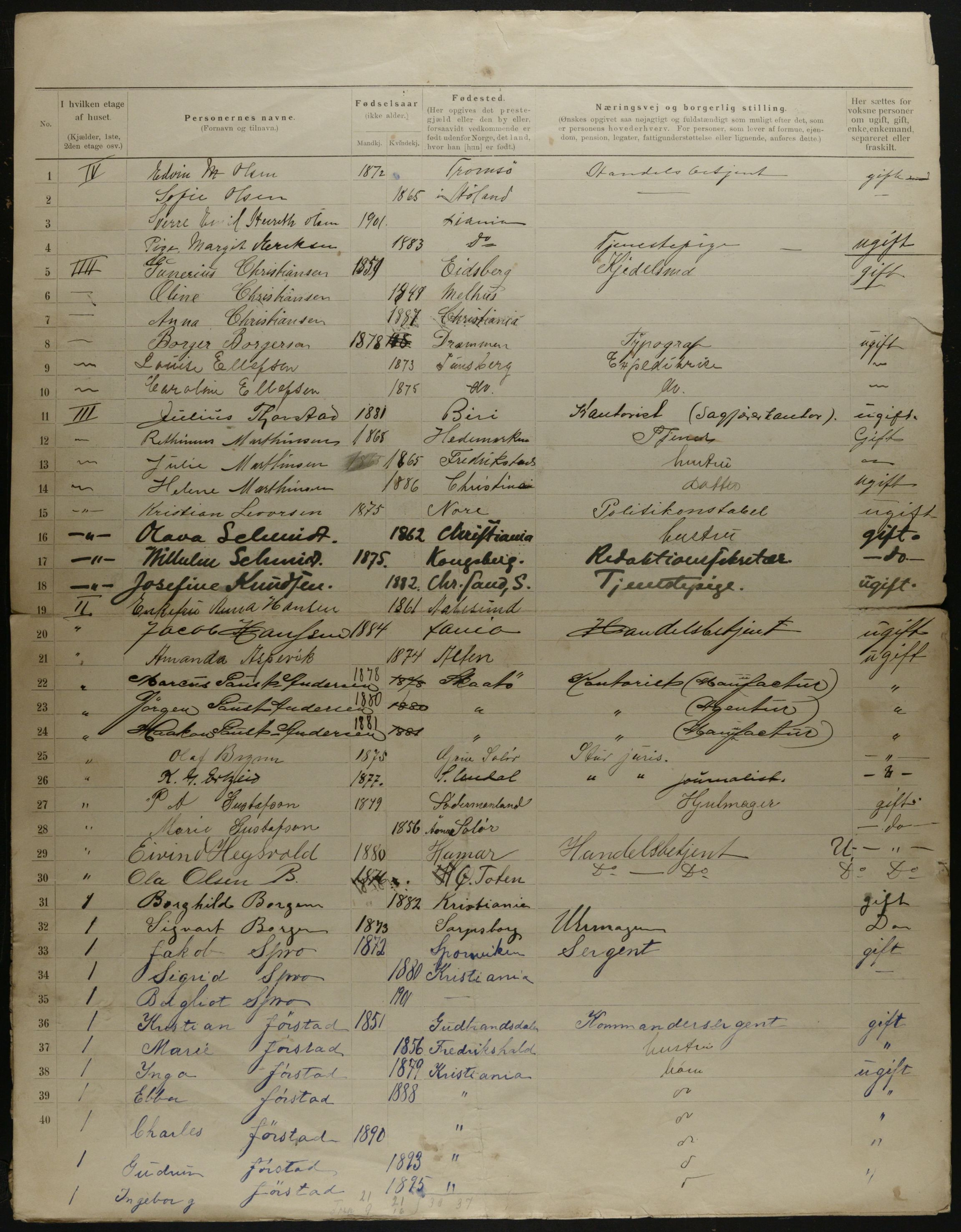 OBA, Municipal Census 1901 for Kristiania, 1901, p. 19639