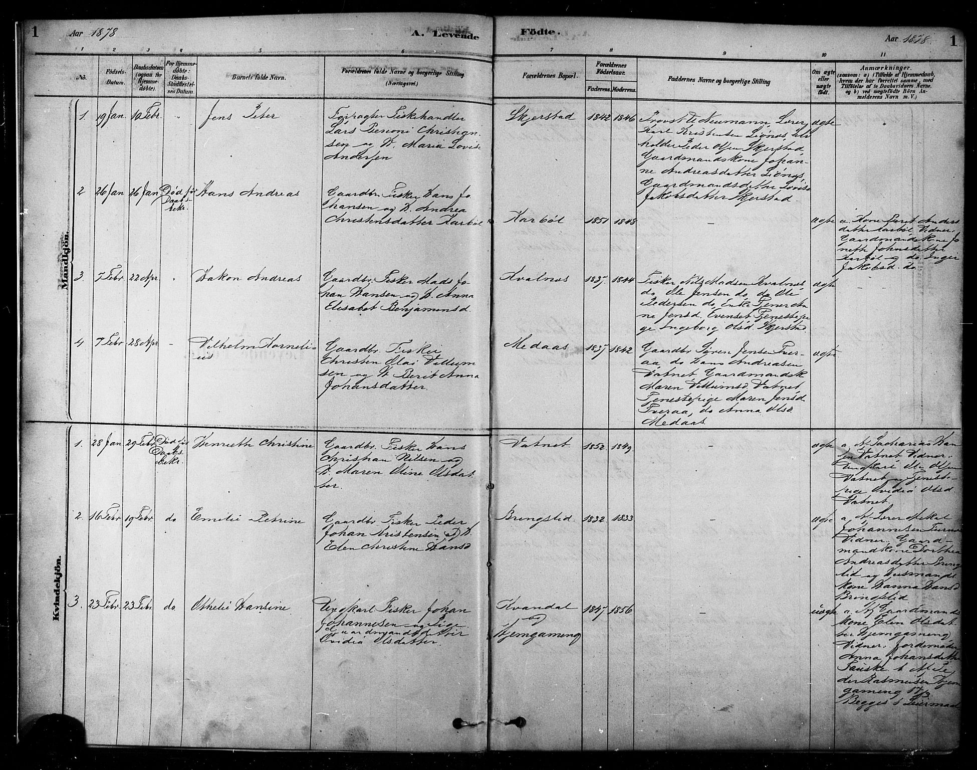 Ministerialprotokoller, klokkerbøker og fødselsregistre - Nordland, SAT/A-1459/852/L0740: Parish register (official) no. 852A10, 1878-1894, p. 1