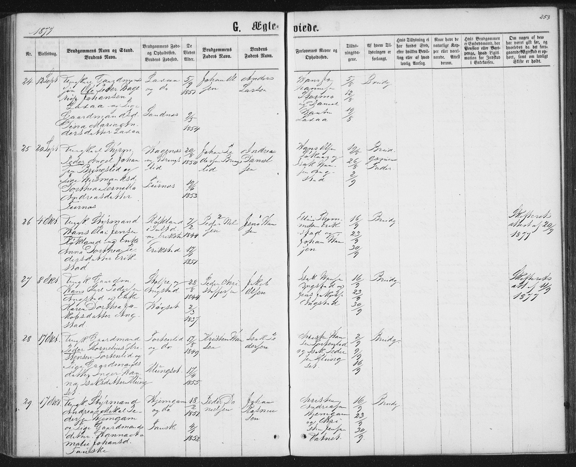 Ministerialprotokoller, klokkerbøker og fødselsregistre - Nordland, SAT/A-1459/852/L0739: Parish register (official) no. 852A09, 1866-1877, p. 253