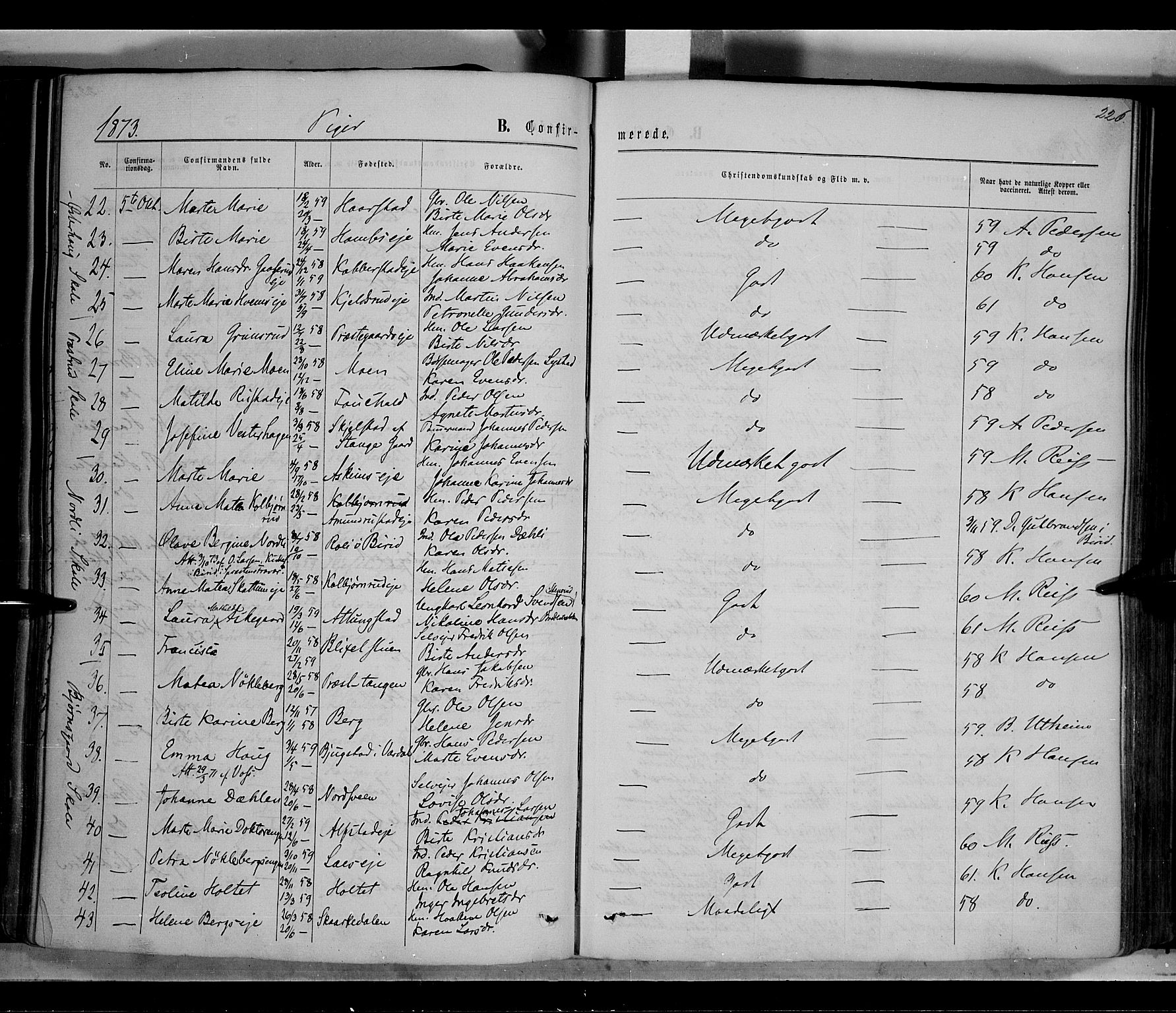 Østre Toten prestekontor, AV/SAH-PREST-104/H/Ha/Haa/L0005: Parish register (official) no. 5, 1866-1877, p. 226