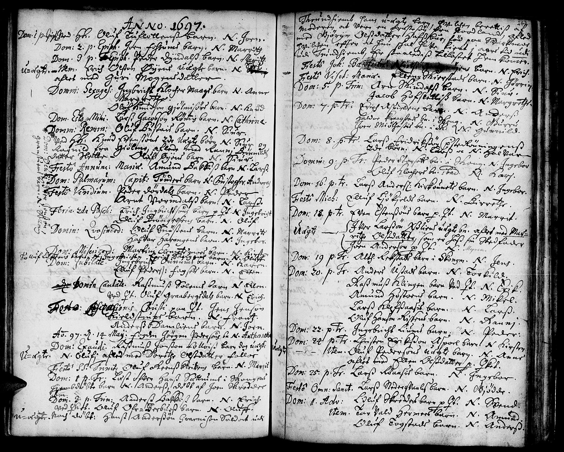 Ministerialprotokoller, klokkerbøker og fødselsregistre - Sør-Trøndelag, SAT/A-1456/668/L0801: Parish register (official) no. 668A01, 1695-1716, p. 266-267