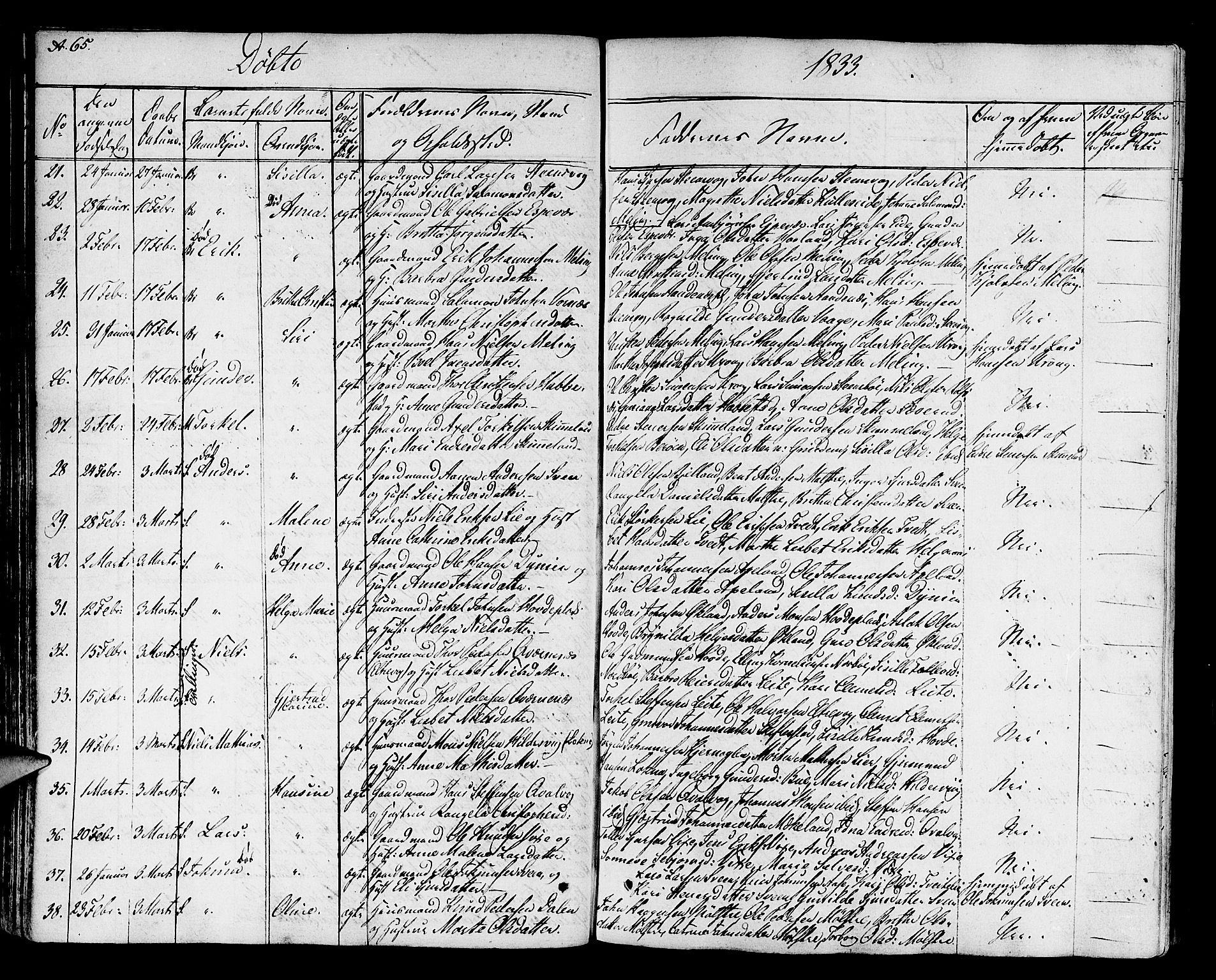 Finnås sokneprestembete, AV/SAB-A-99925/H/Ha/Haa/Haaa/L0005: Parish register (official) no. A 5, 1823-1835, p. 65