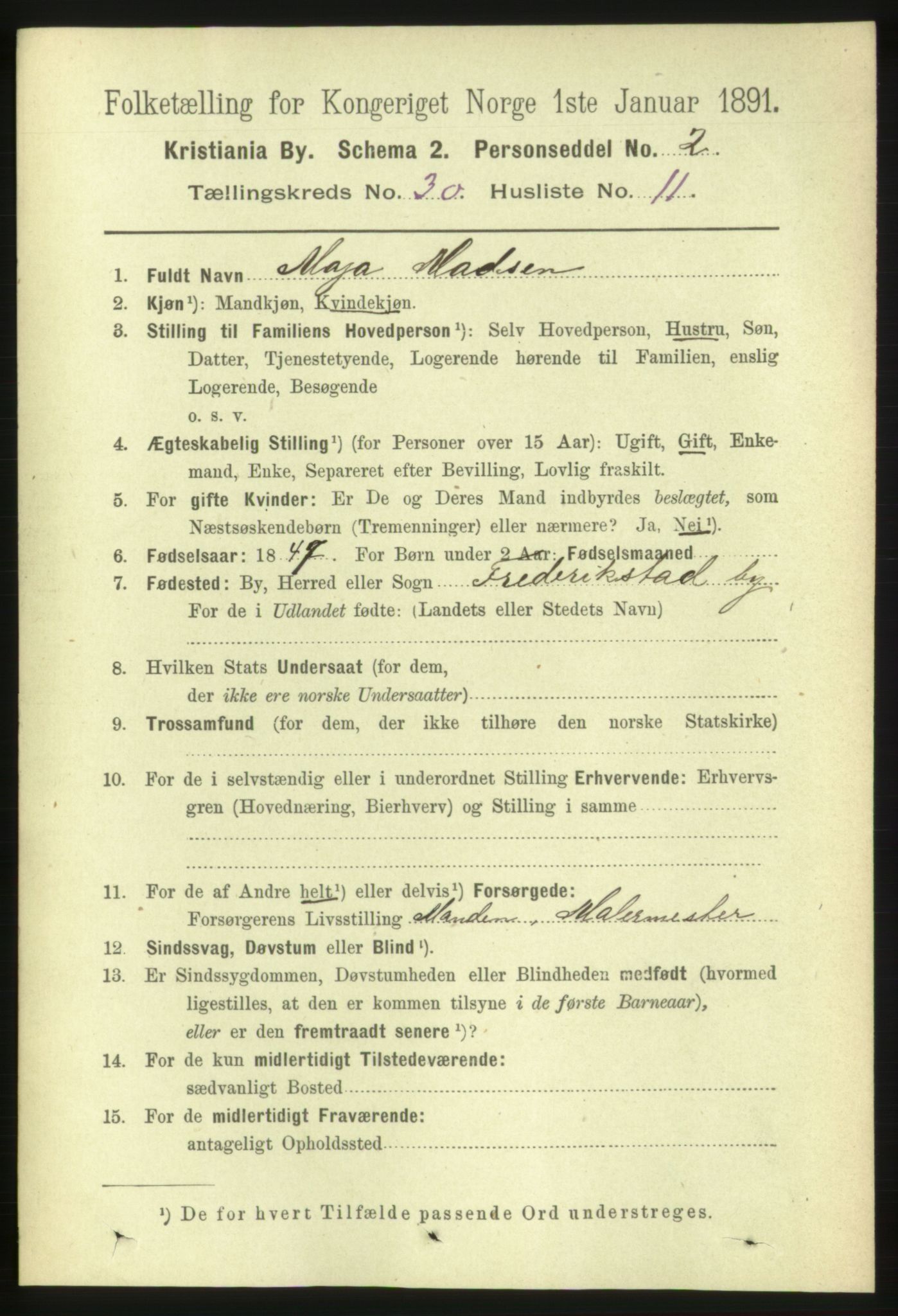 RA, 1891 census for 0301 Kristiania, 1891, p. 15828