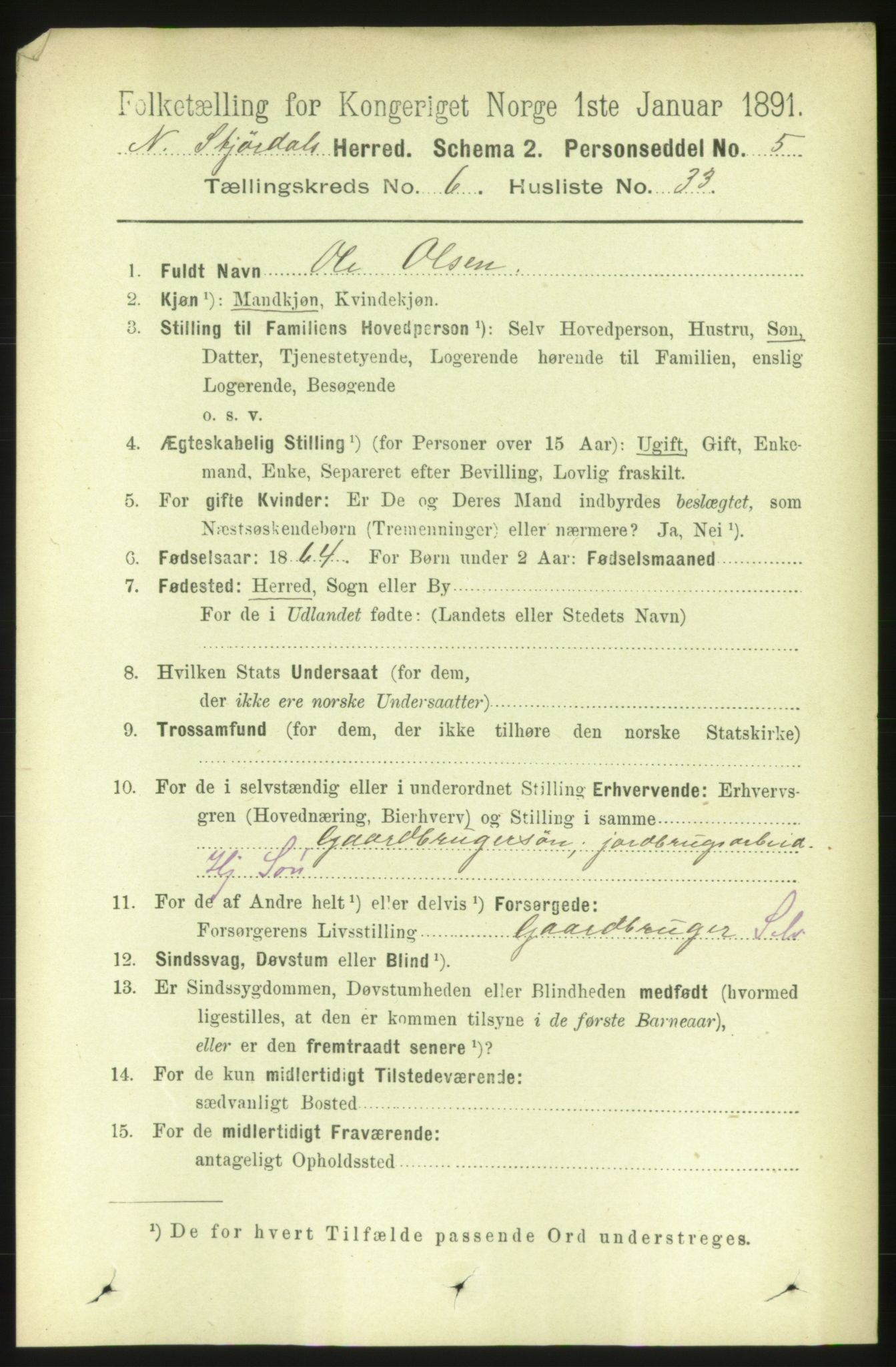 RA, 1891 census for 1714 Nedre Stjørdal, 1891, p. 2756