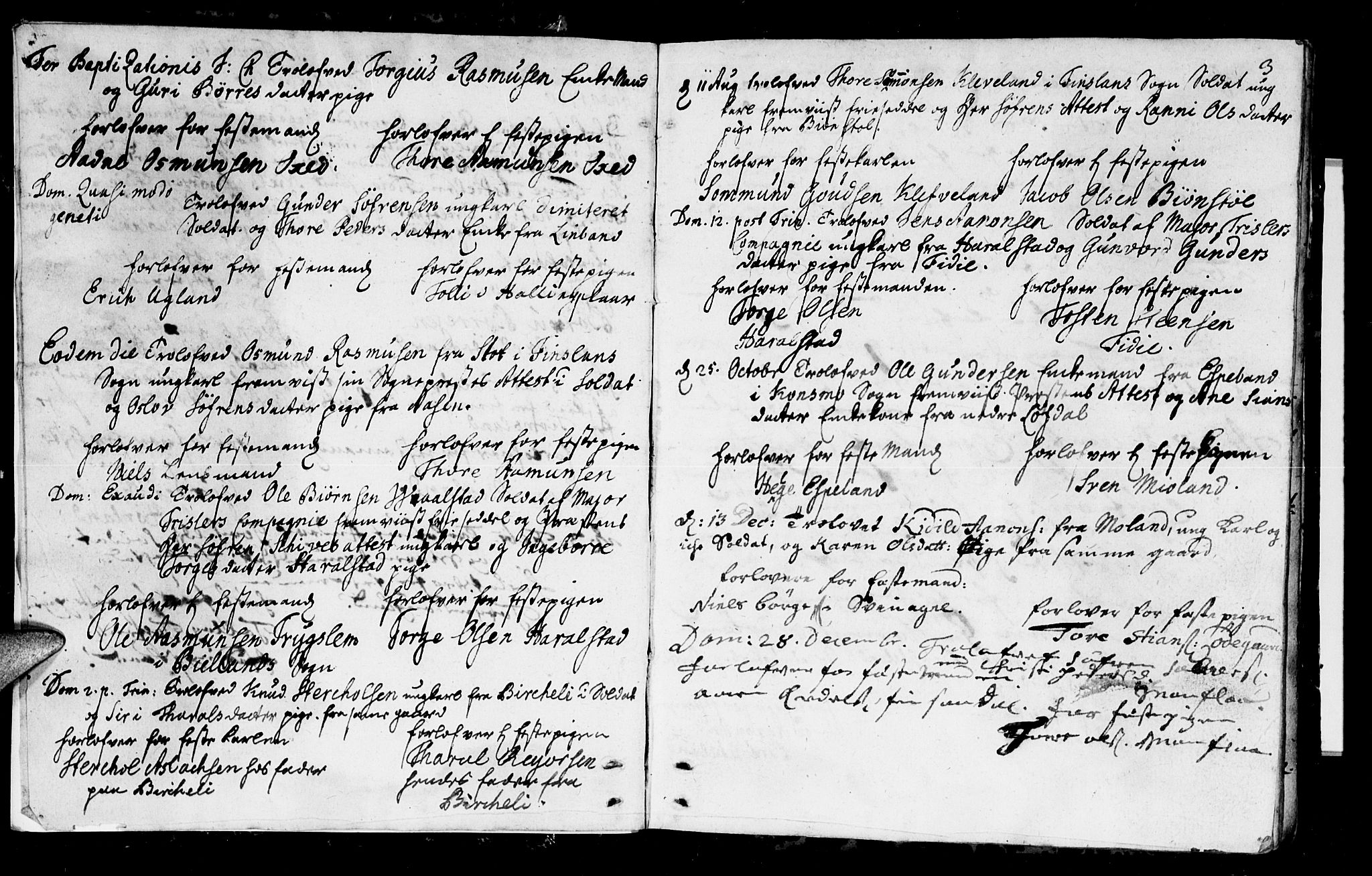 Holum sokneprestkontor, AV/SAK-1111-0022/F/Fa/Fab/L0001: Parish register (official) no. A 1, 1720-1752, p. 3