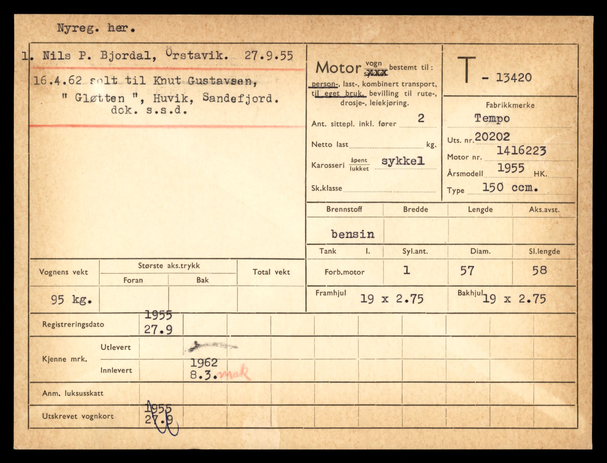 Møre og Romsdal vegkontor - Ålesund trafikkstasjon, AV/SAT-A-4099/F/Fe/L0039: Registreringskort for kjøretøy T 13361 - T 13530, 1927-1998, p. 1015