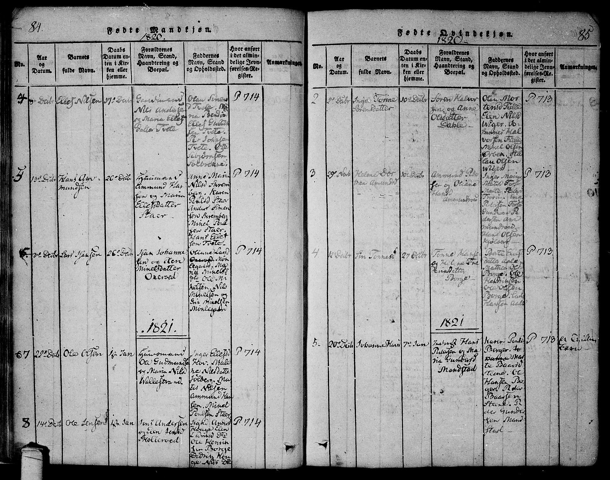 Onsøy prestekontor Kirkebøker, AV/SAO-A-10914/F/Fa/L0002: Parish register (official) no. I 2, 1814-1840, p. 84-85