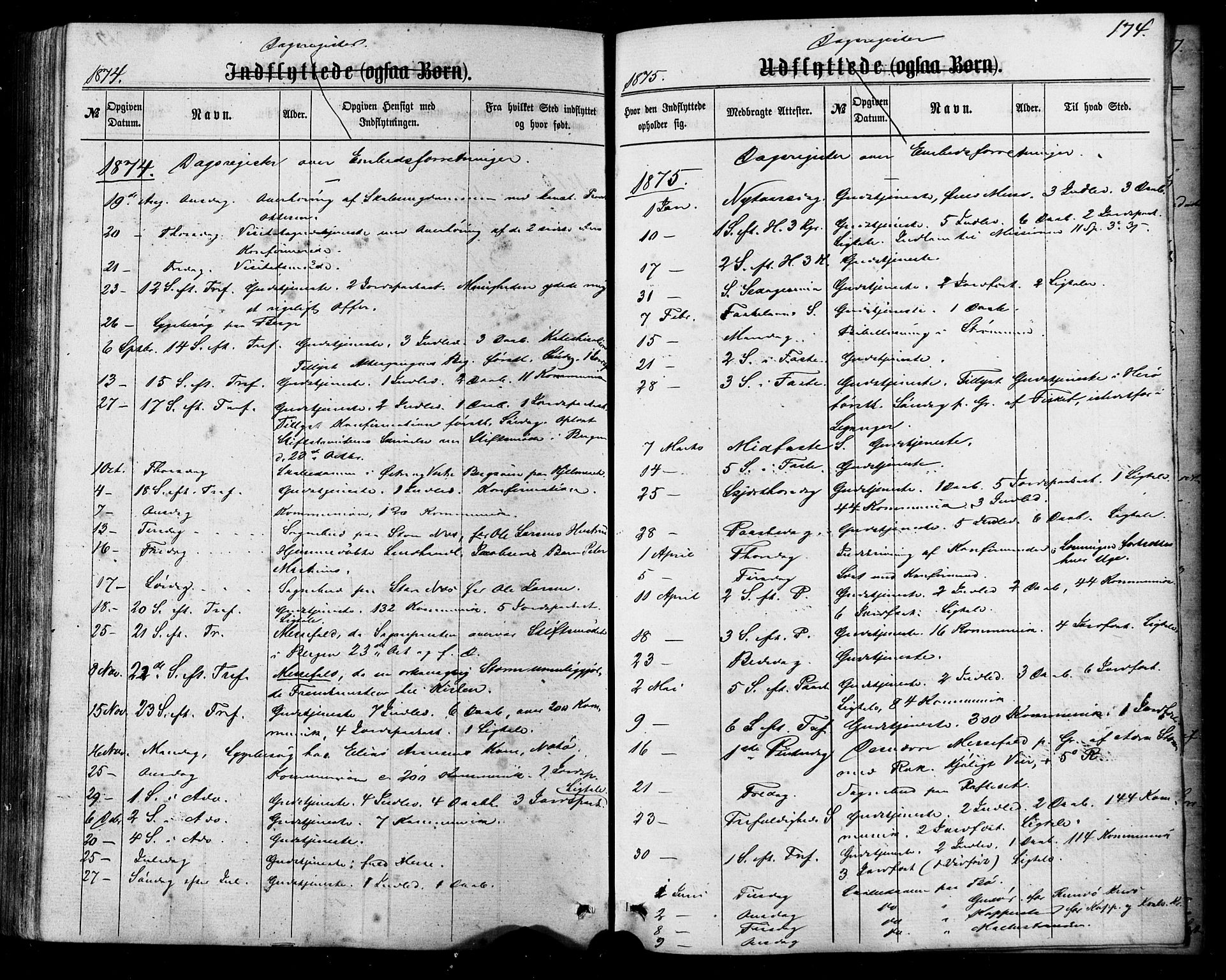 Ministerialprotokoller, klokkerbøker og fødselsregistre - Møre og Romsdal, SAT/A-1454/507/L0071: Parish register (official) no. 507A06, 1863-1878, p. 174