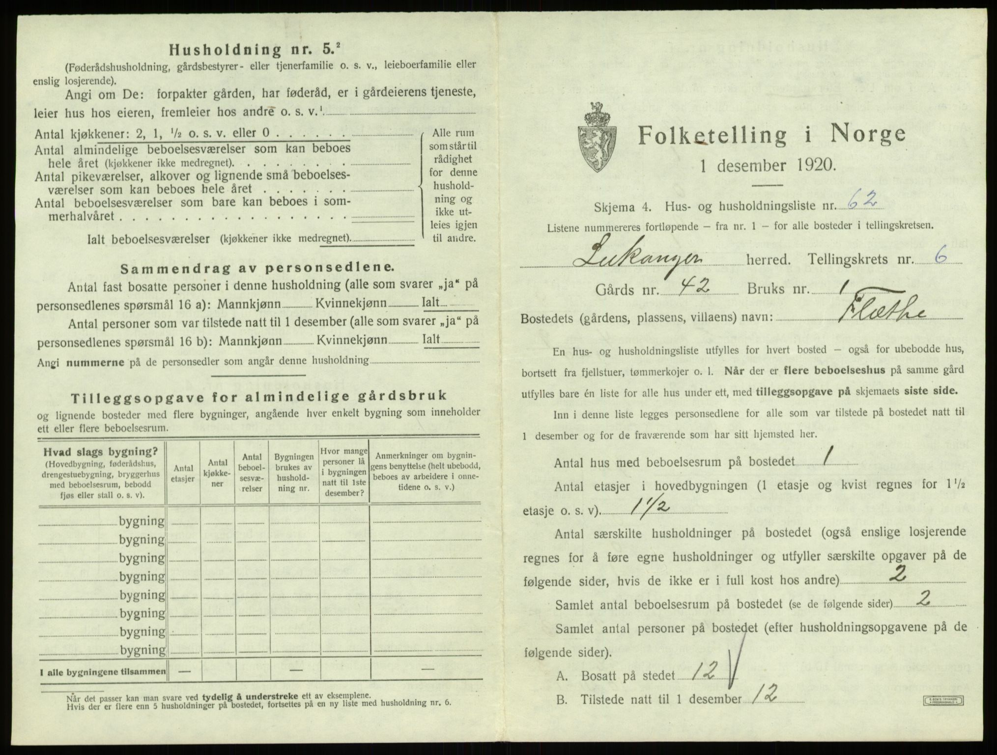 SAB, 1920 census for Leikanger, 1920, p. 681