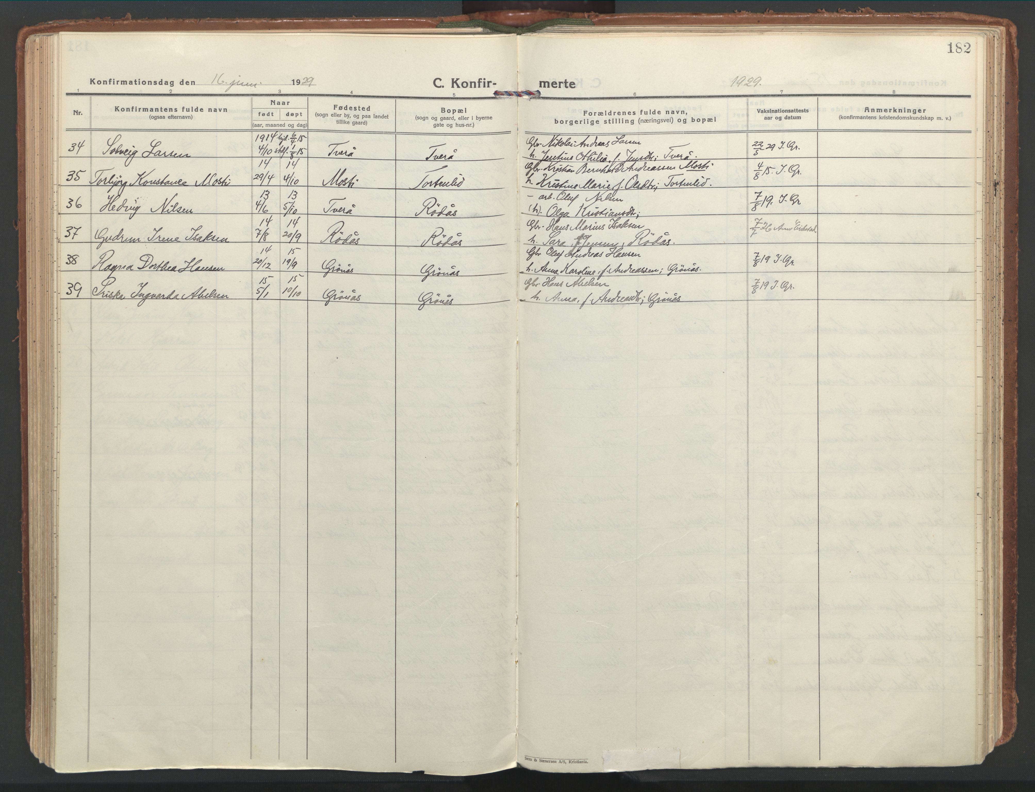 Ministerialprotokoller, klokkerbøker og fødselsregistre - Nordland, SAT/A-1459/849/L0699: Parish register (official) no. 849A10, 1924-1937, p. 182