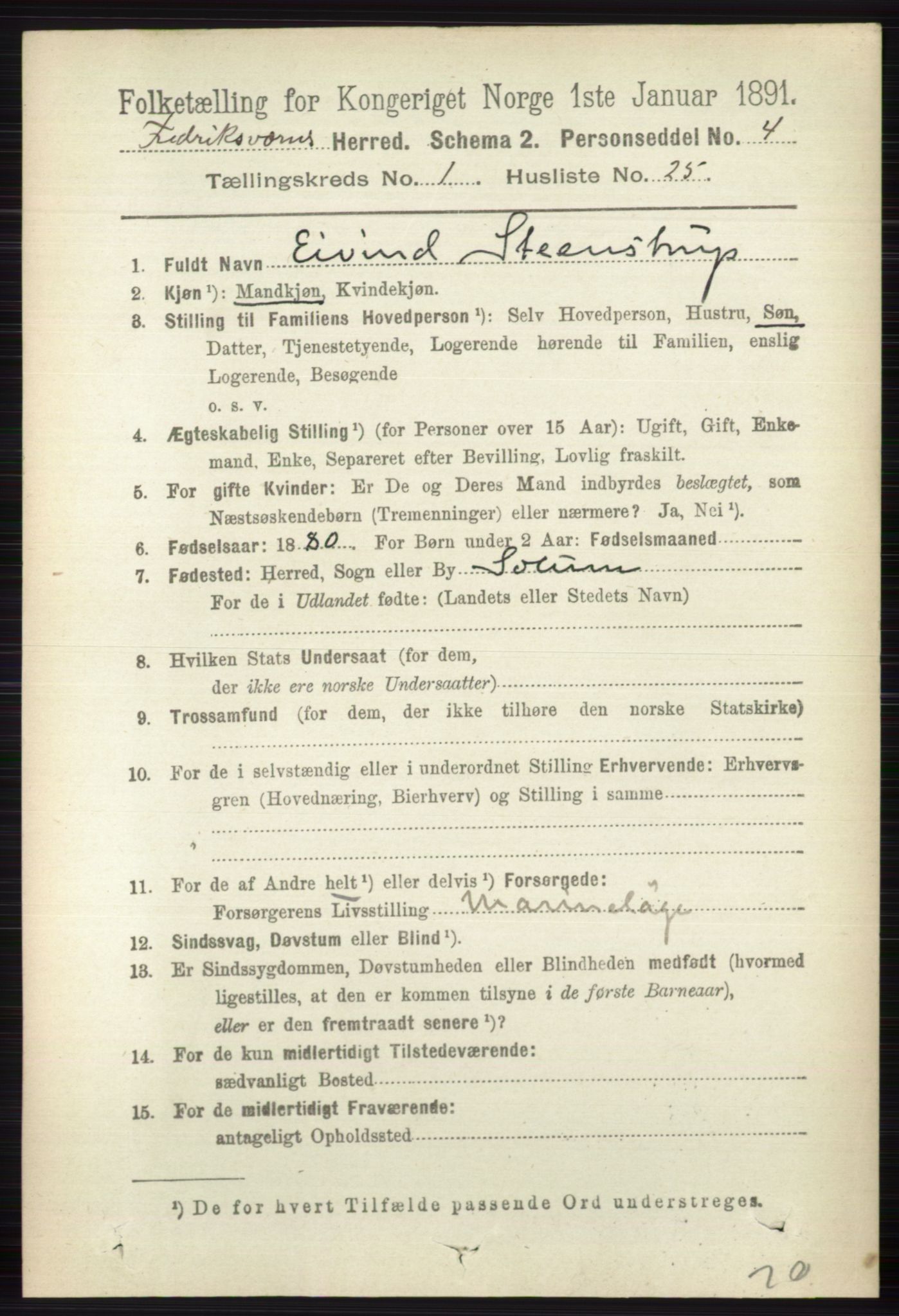 RA, 1891 census for 0798 Fredriksvern, 1891, p. 212