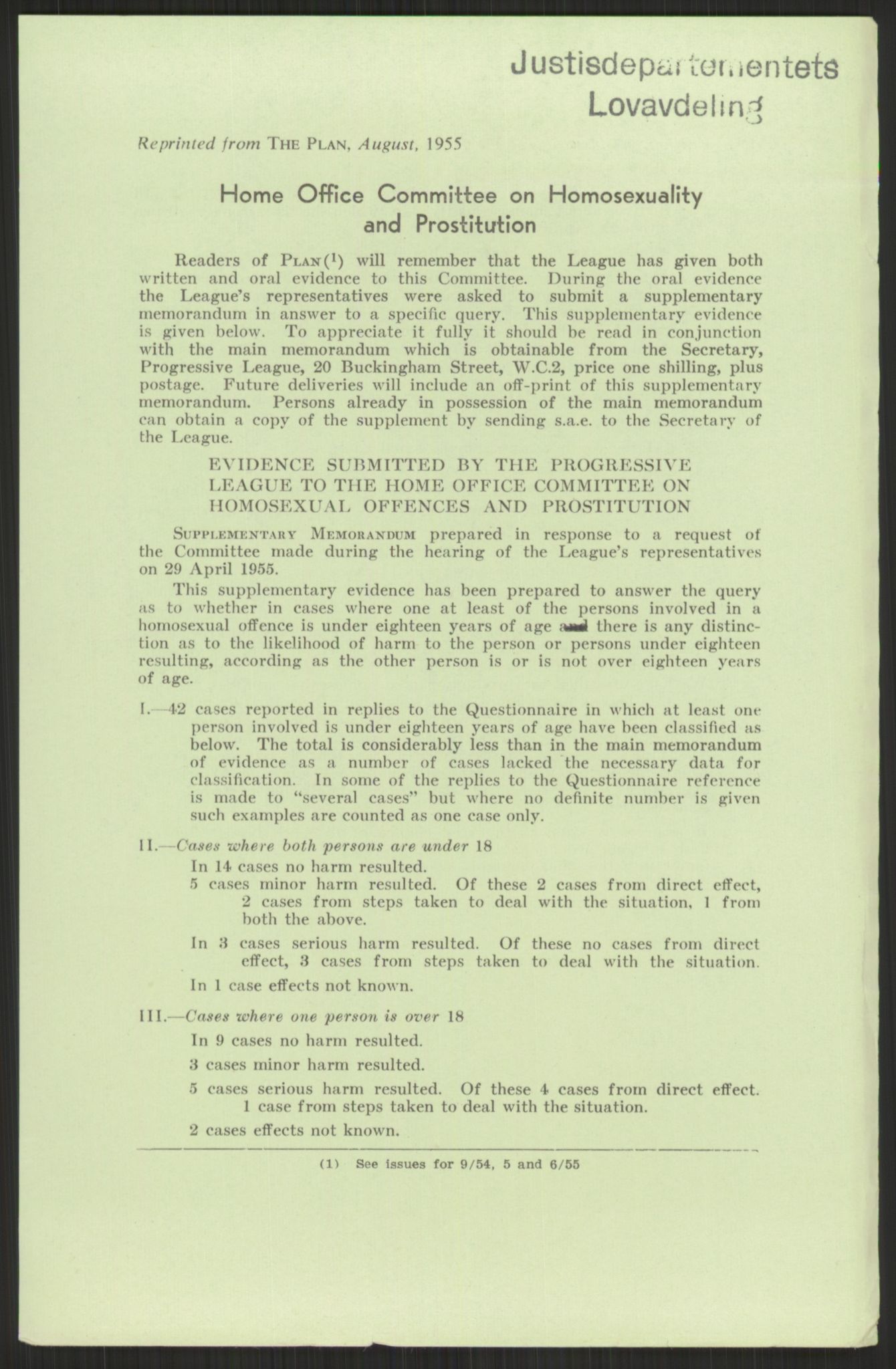 Justisdepartementet, Lovavdelingen, AV/RA-S-3212/D/De/L0029/0001: Straffeloven / Straffelovens revisjon: 5 - Ot. prp. nr.  41 - 1945: Homoseksualiet. 3 mapper, 1956-1970, p. 117