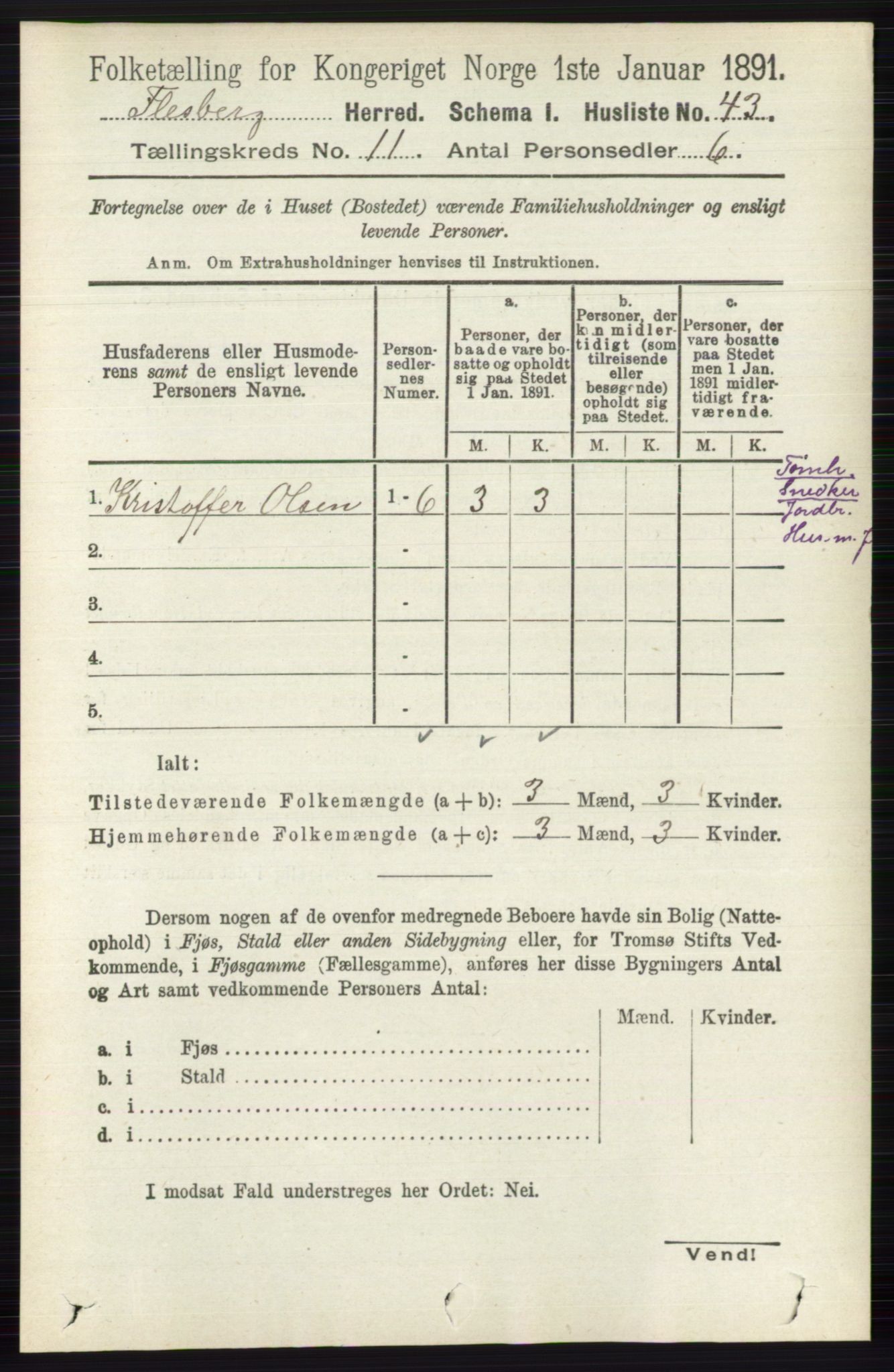 RA, 1891 census for 0631 Flesberg, 1891, p. 1761