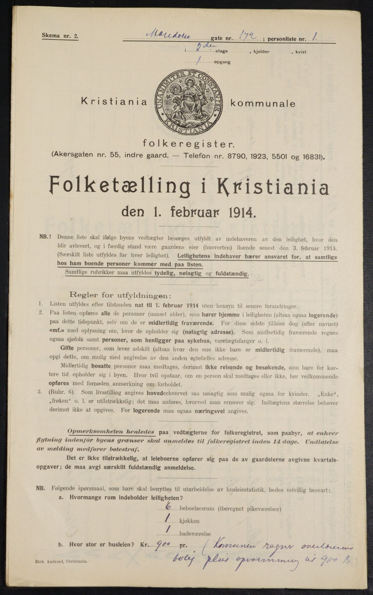 OBA, Municipal Census 1914 for Kristiania, 1914, p. 62261