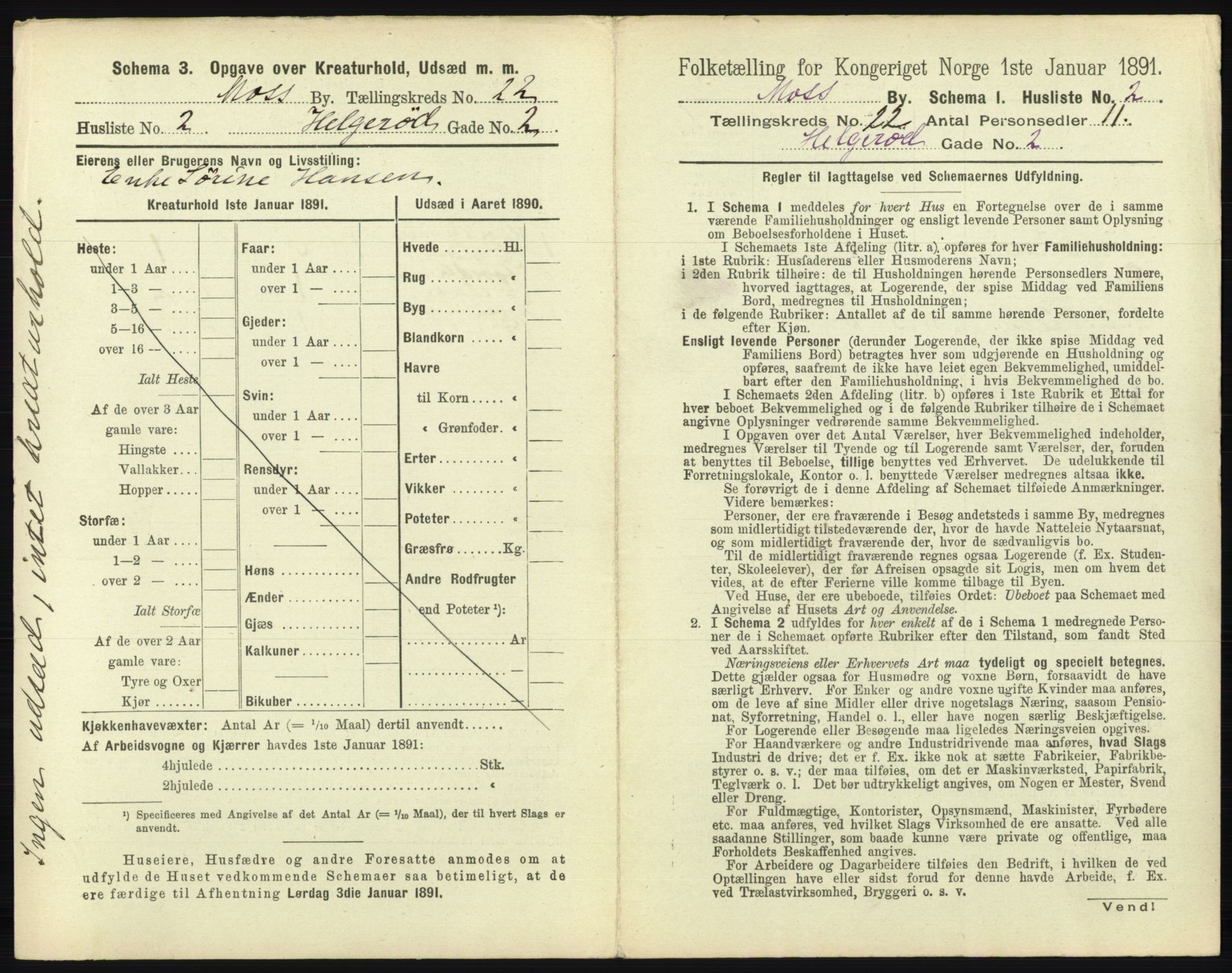 RA, 1891 census for 0104 Moss, 1891, p. 1328