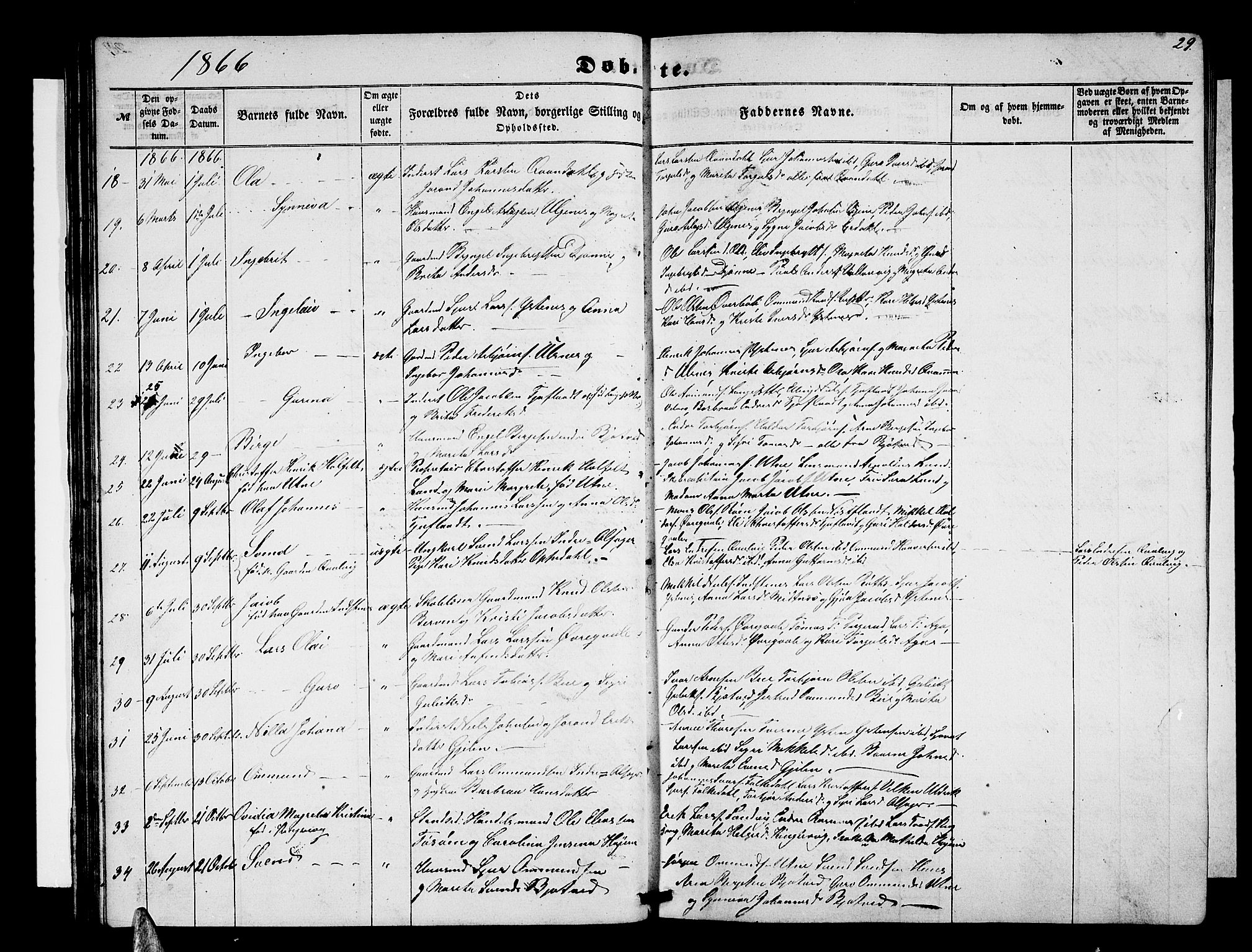 Ullensvang sokneprestembete, SAB/A-78701/H/Hab: Parish register (copy) no. E 6, 1857-1886, p. 29