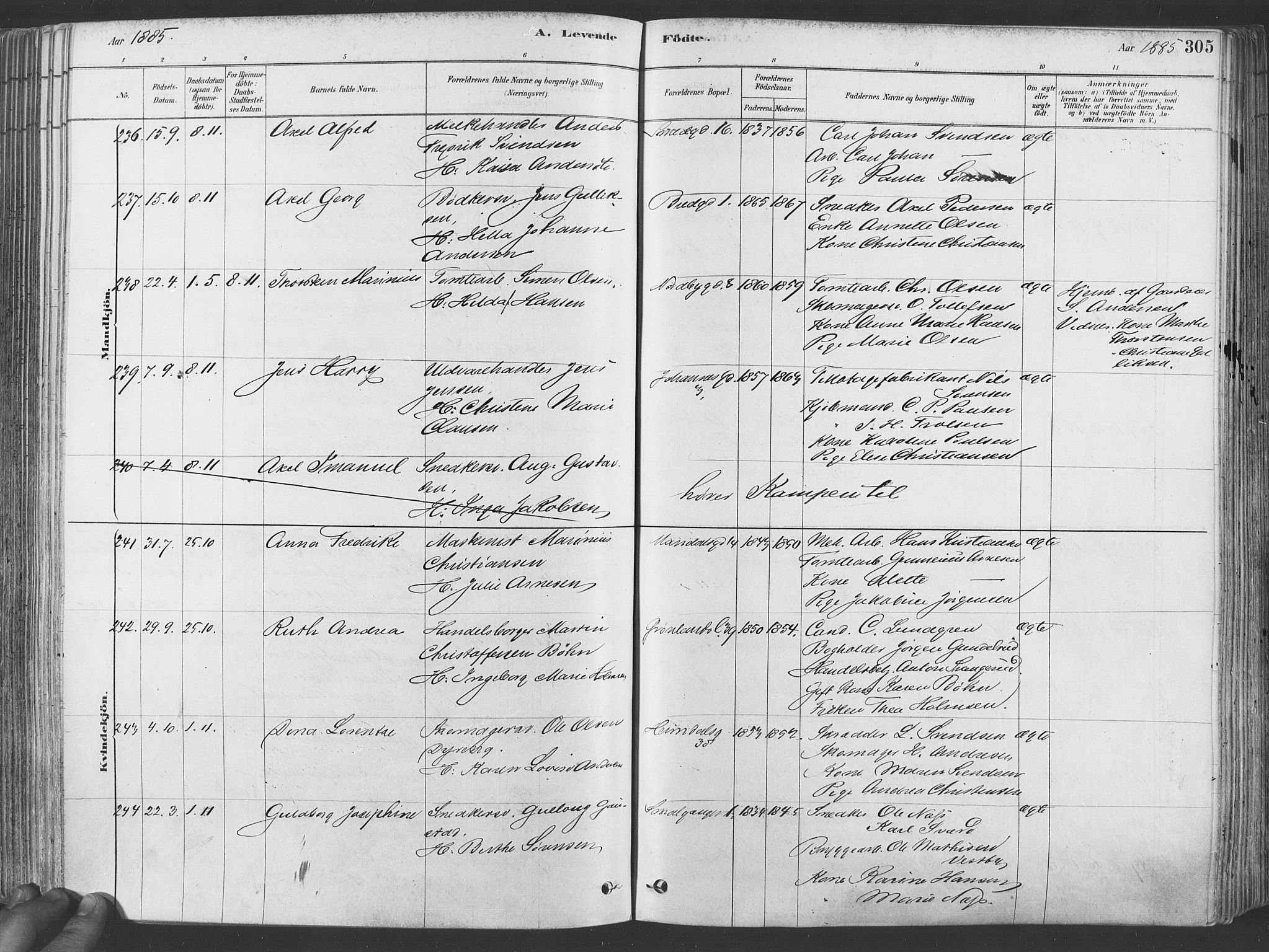 Grønland prestekontor Kirkebøker, SAO/A-10848/F/Fa/L0007: Parish register (official) no. 7, 1878-1888, p. 305