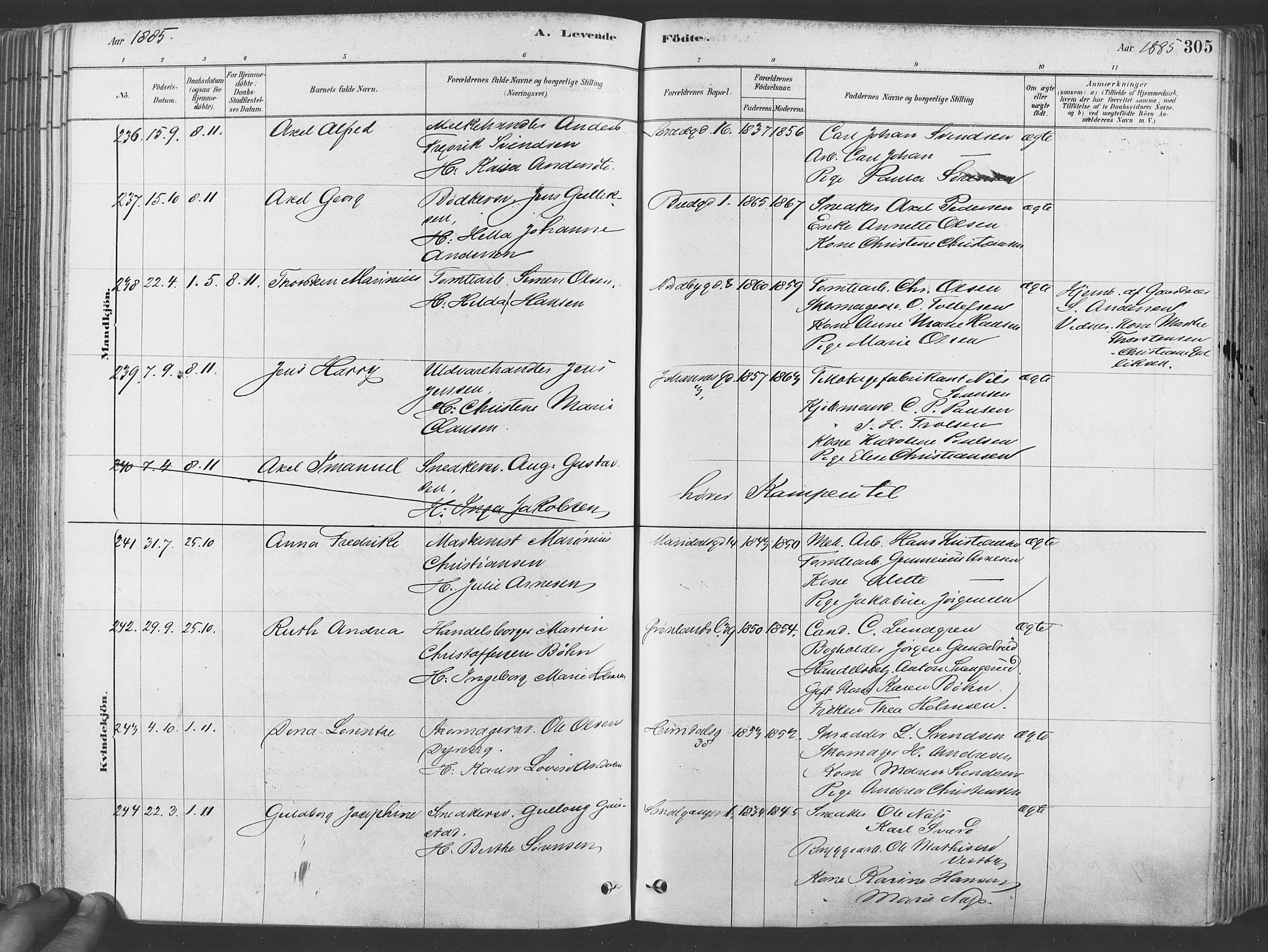 Grønland prestekontor Kirkebøker, AV/SAO-A-10848/F/Fa/L0007: Parish register (official) no. 7, 1878-1888, p. 305